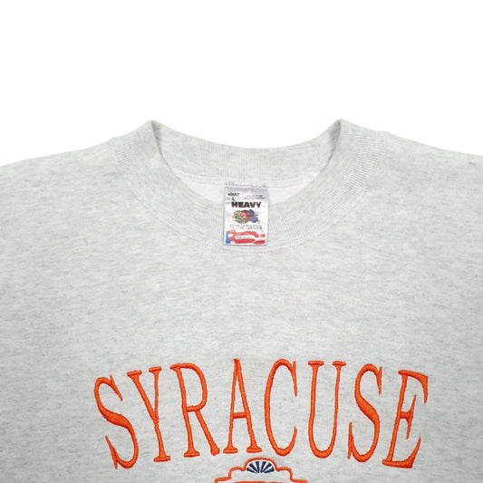 Mens Grey Fruit Of The Loom Syracuse Orangemen Made In USA Vintage 90's Crewneck Jumper