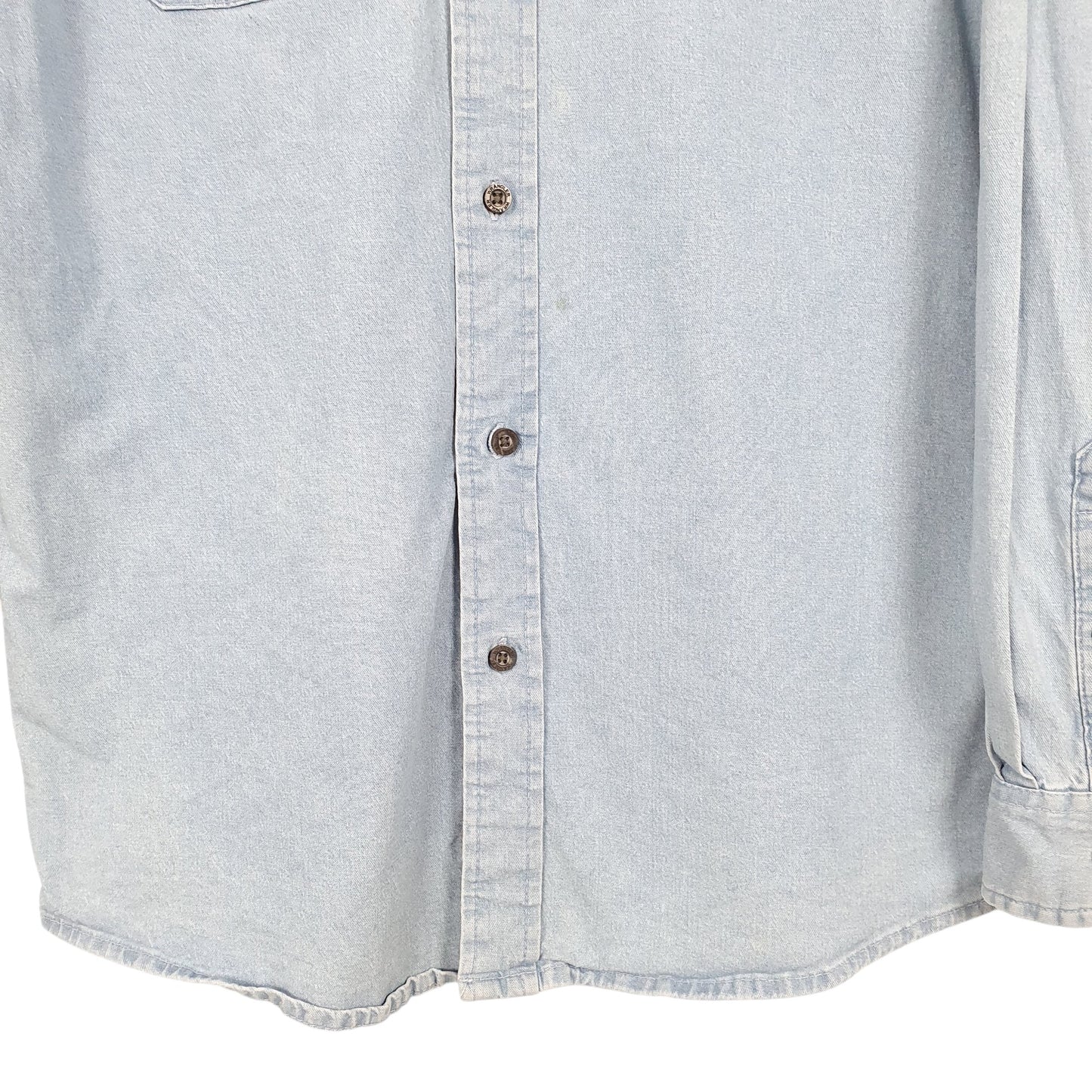 Mens Blue Wrangler Chambray Flex Comfort Work Long Sleeve Shirt