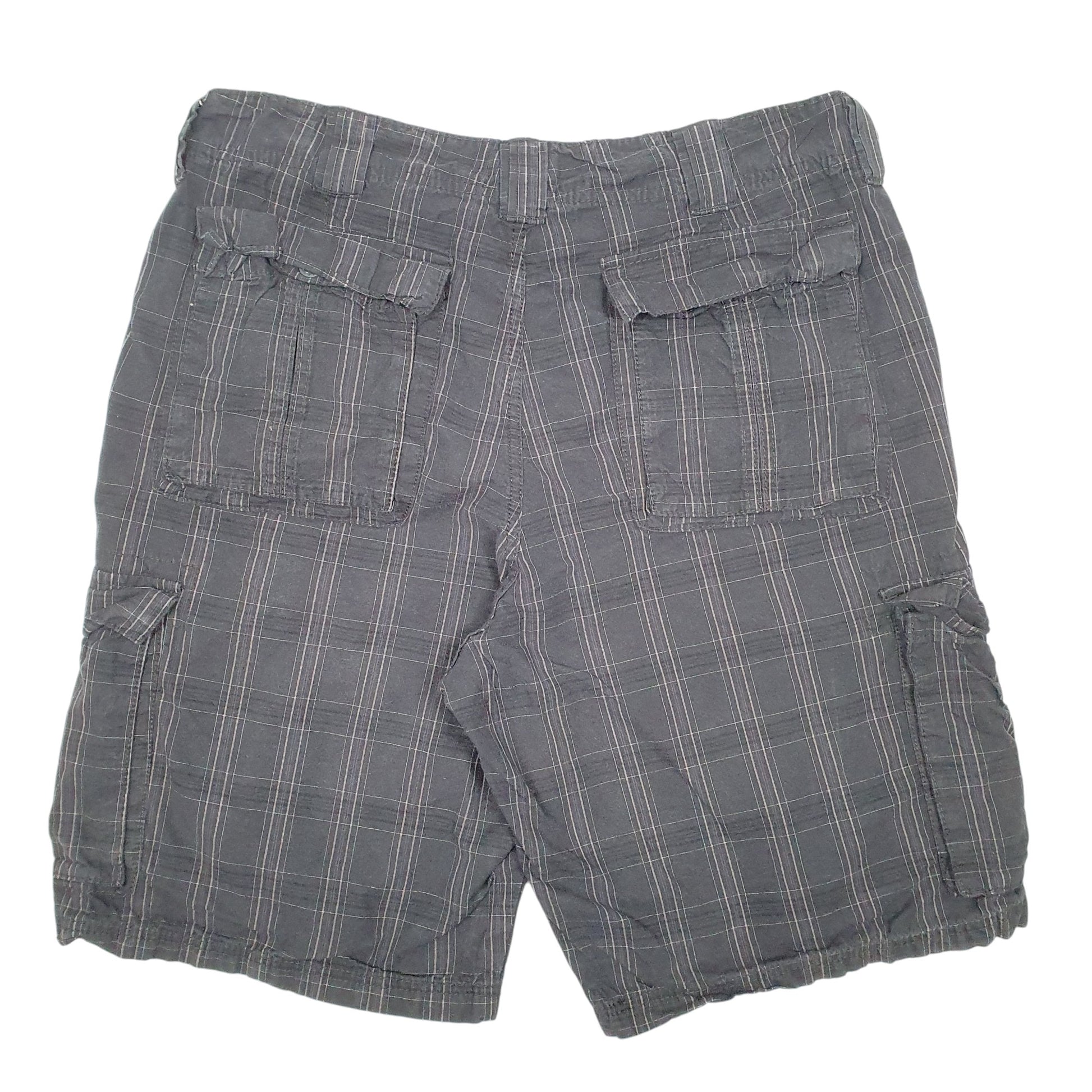 Mens Black Lee Dungarees Check Grid Cargo Shorts