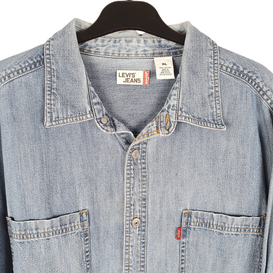 Mens Blue Levis Denim Jeans Vintage Overshirt Shacket Long Sleeve Shirt