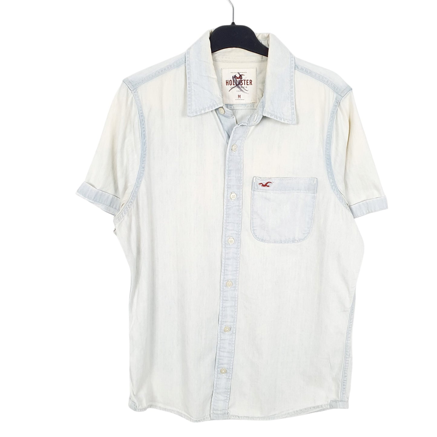 Mens Blue Hollister Chambray Short Sleeve Shirt
