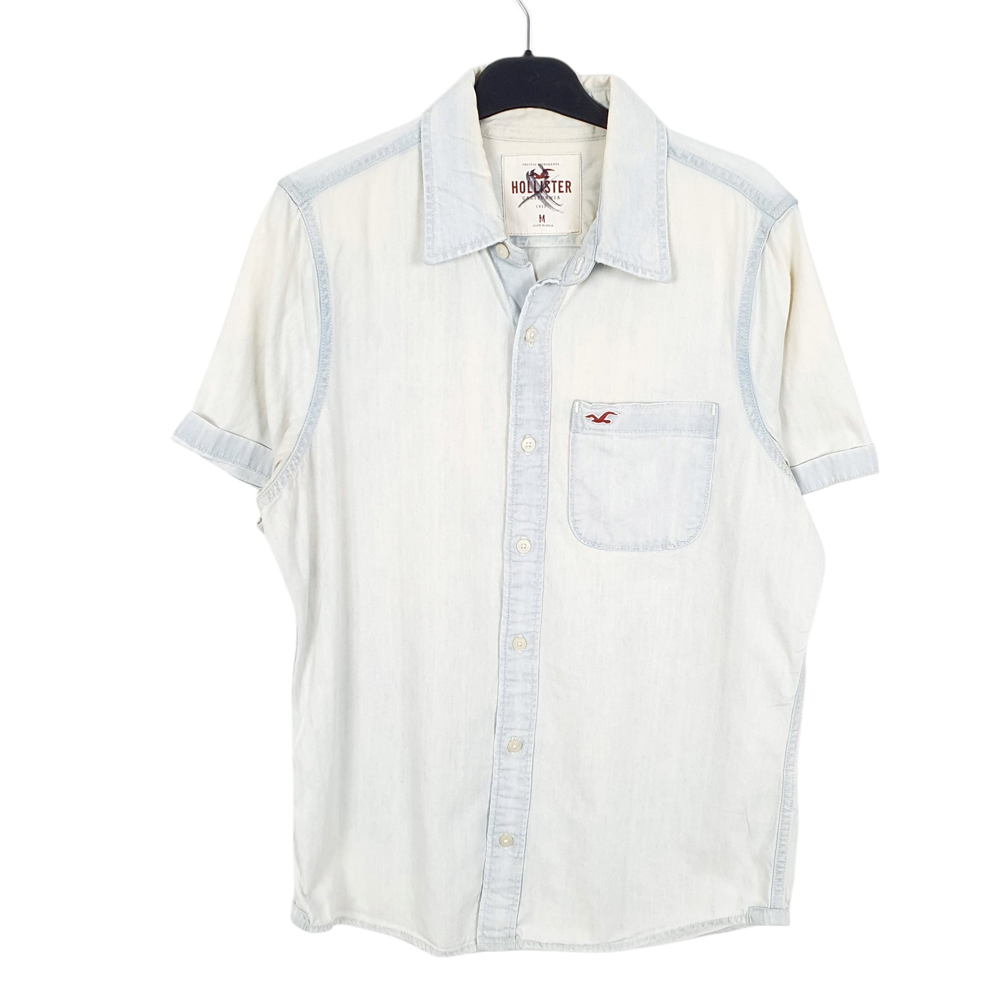 Mens Blue Hollister Chambray Short Sleeve Shirt