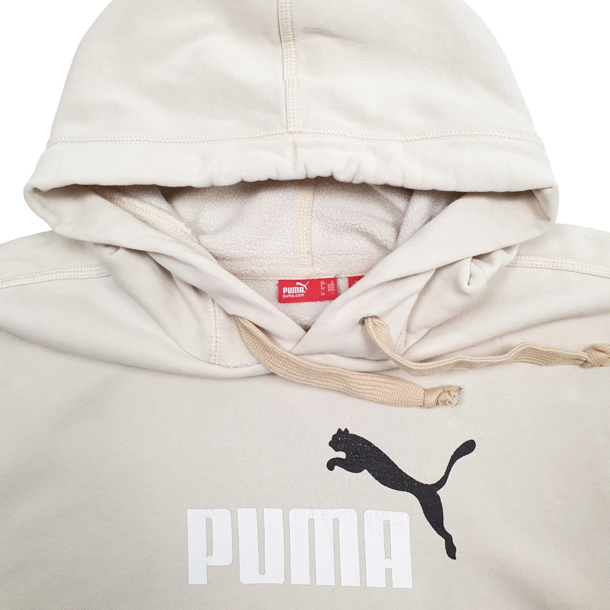 Mens Beige Puma Spellout Hoodie Jumper