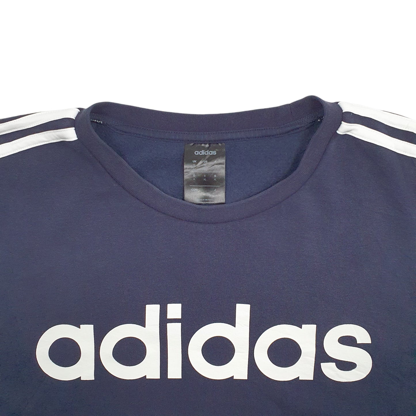 Mens Blue Adidas Spellout Crewneck Jumper
