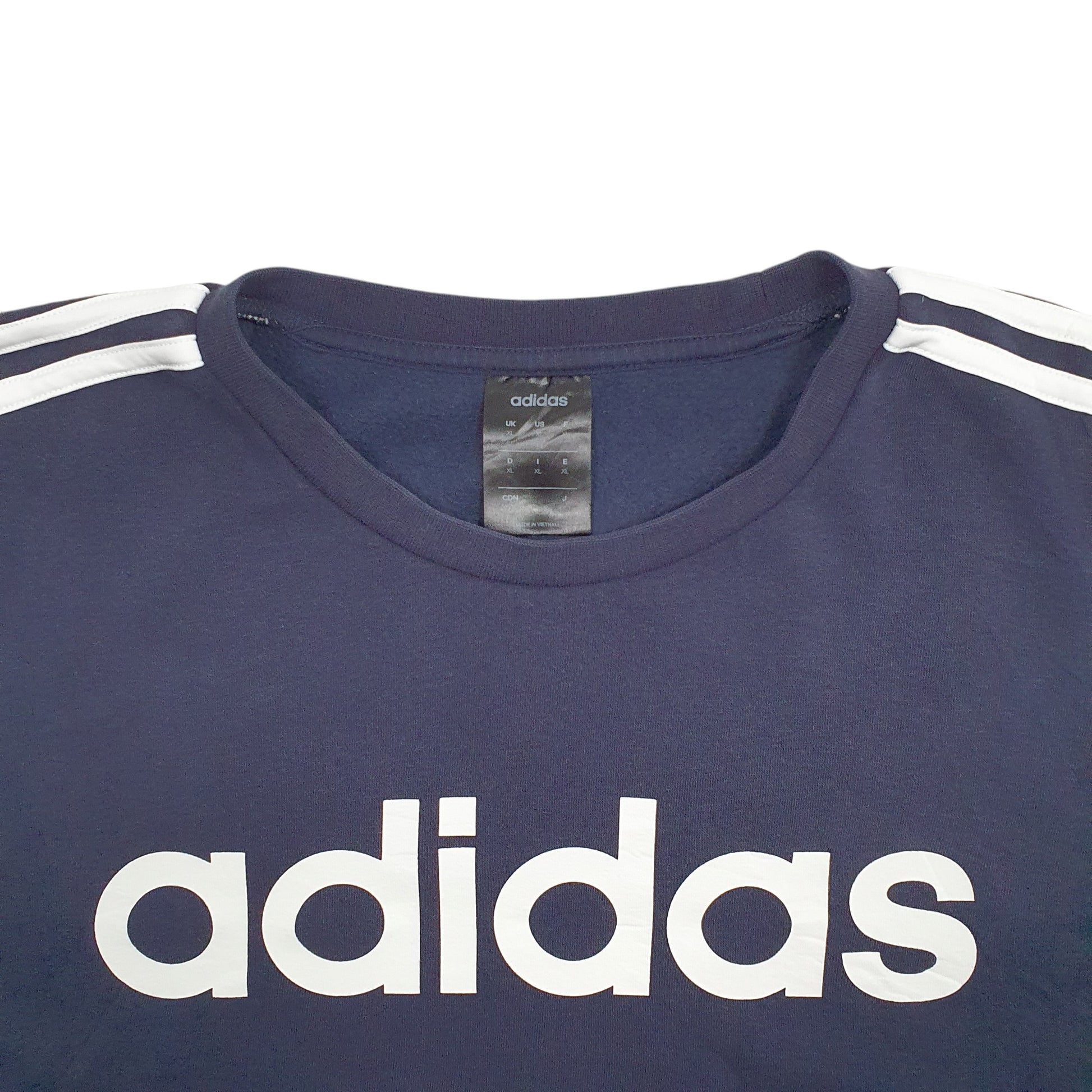 Mens Blue Adidas Spellout Crewneck Jumper