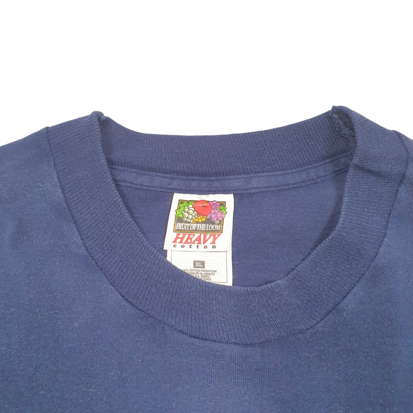 Mens Navy Fruit Of The Loom Vintage 90s Heavy IES Short Sleeve T Shirt