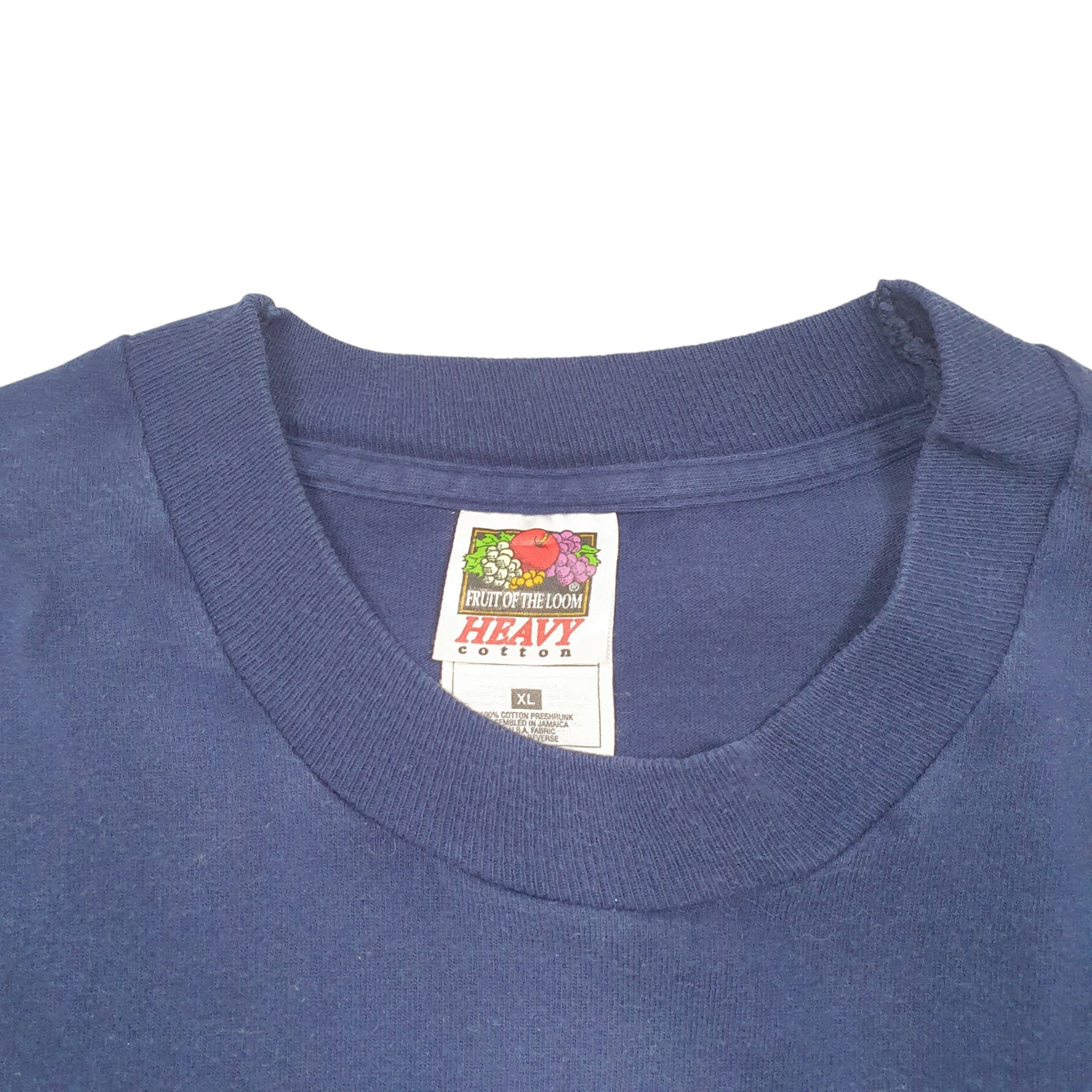 Mens Navy Fruit Of The Loom Vintage 90s Heavy IES Short Sleeve T Shirt