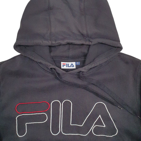 Womens Black Fila Spellout Hoodie Jumper