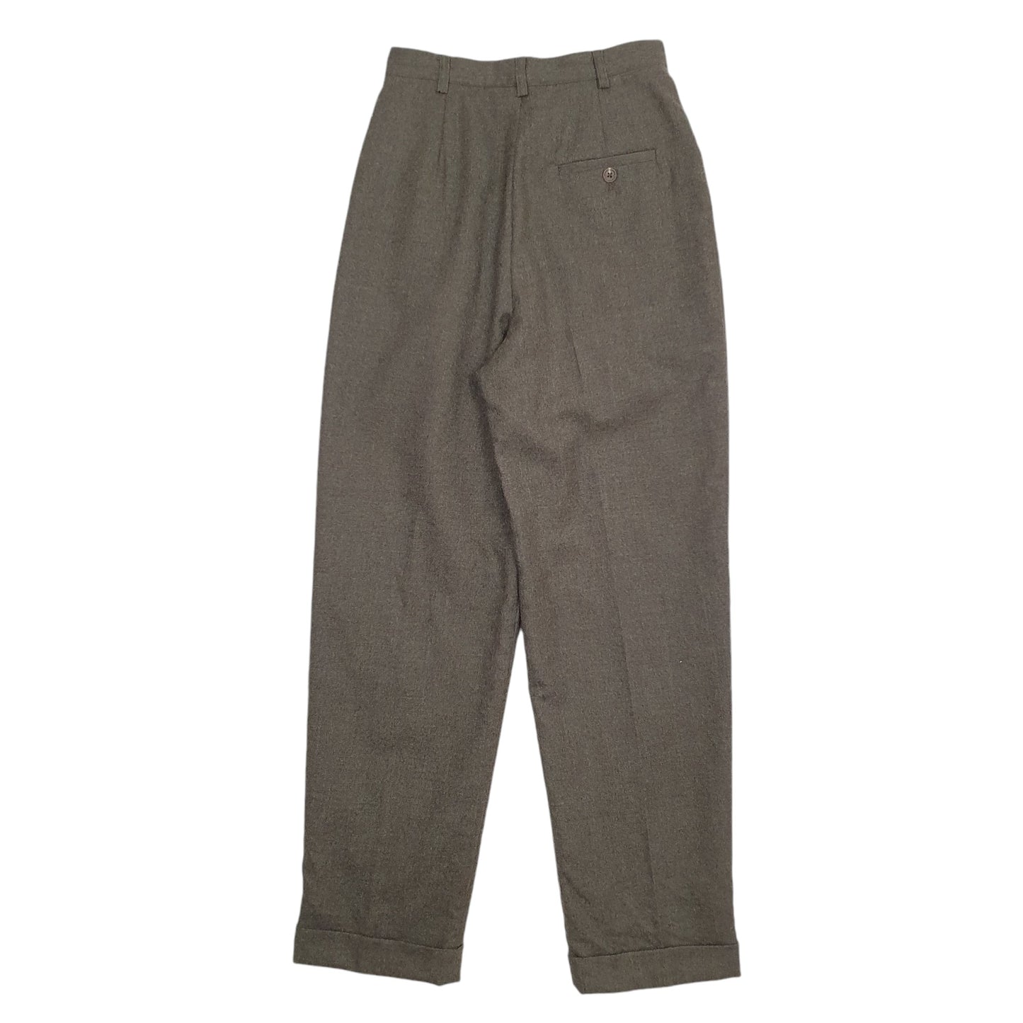 Womens Grey Ralph Lauren Wool Made In USA Pleated Chino Trousers
