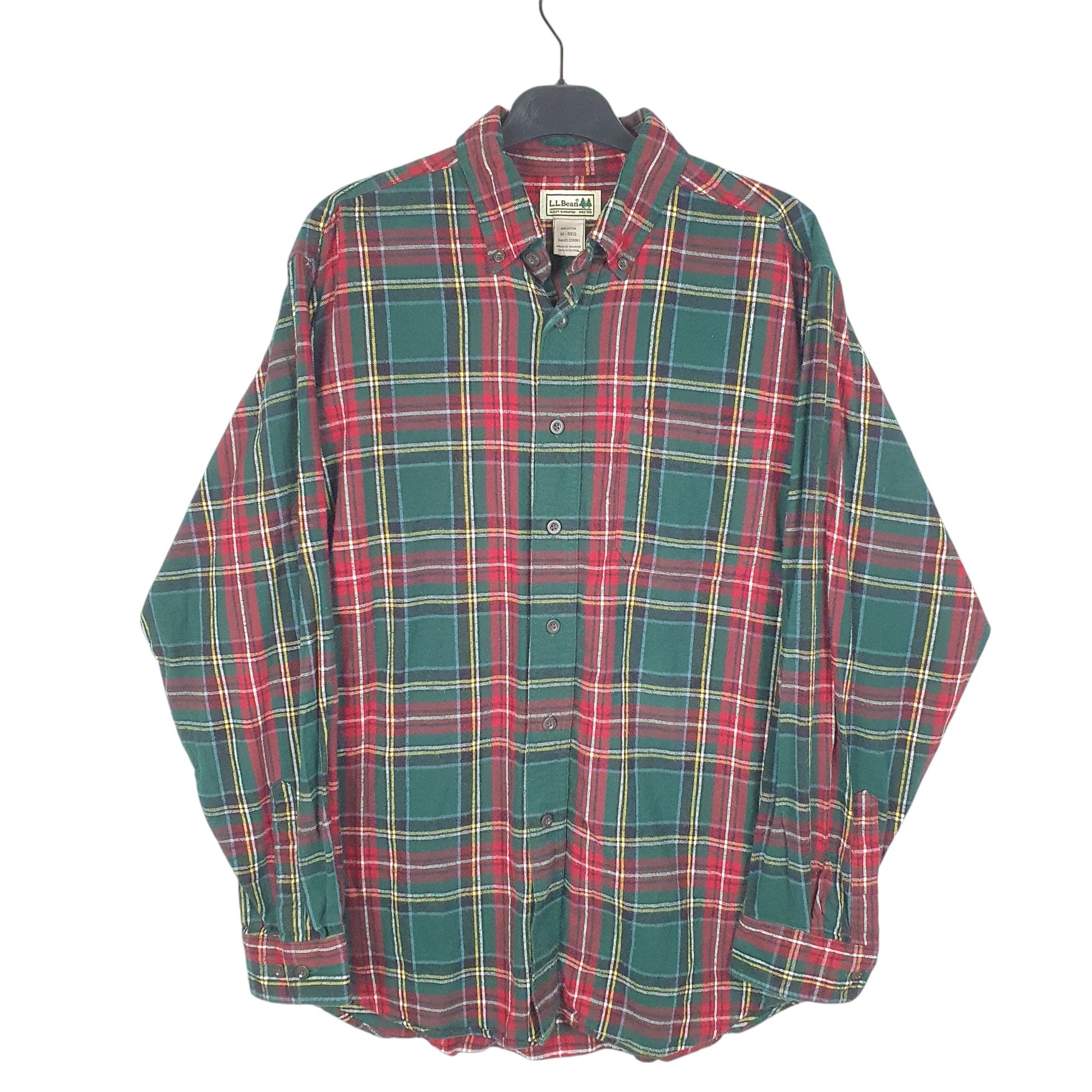 Mens Green L.L.Bean Tartan Flannel Overshirt Long Sleeve Shirt