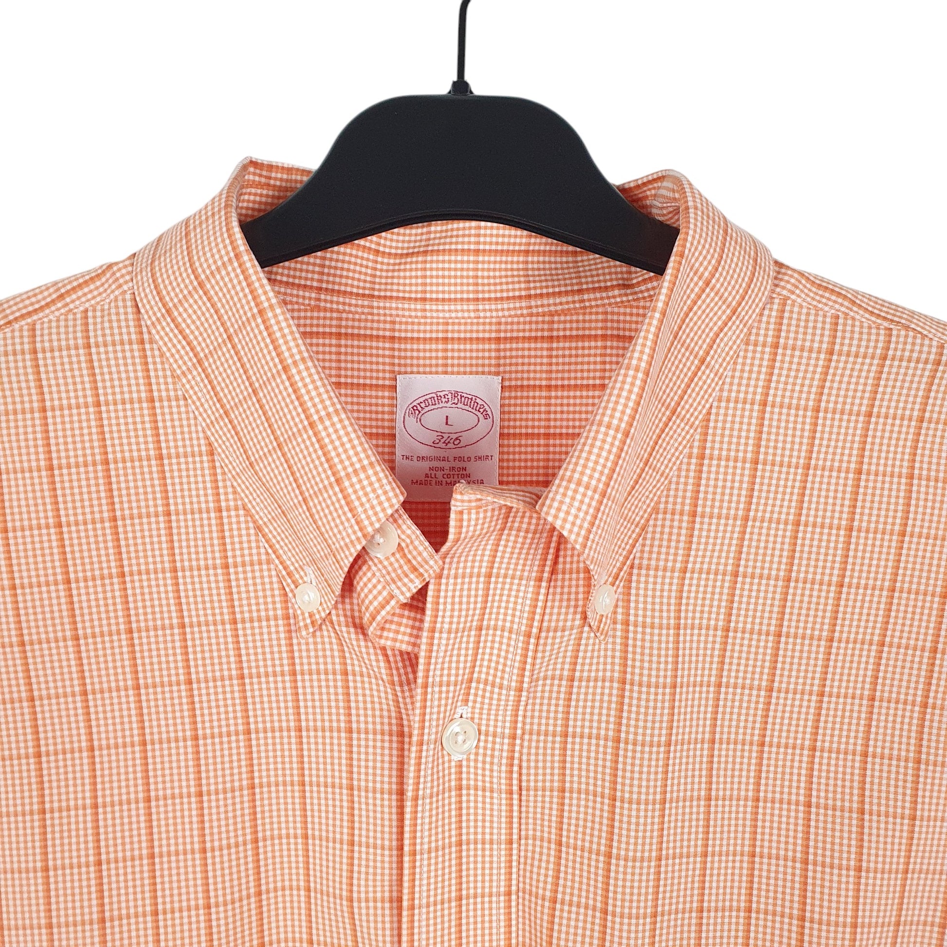 Mens Orange Brooks Brothers 346 Short Sleeve Shirt