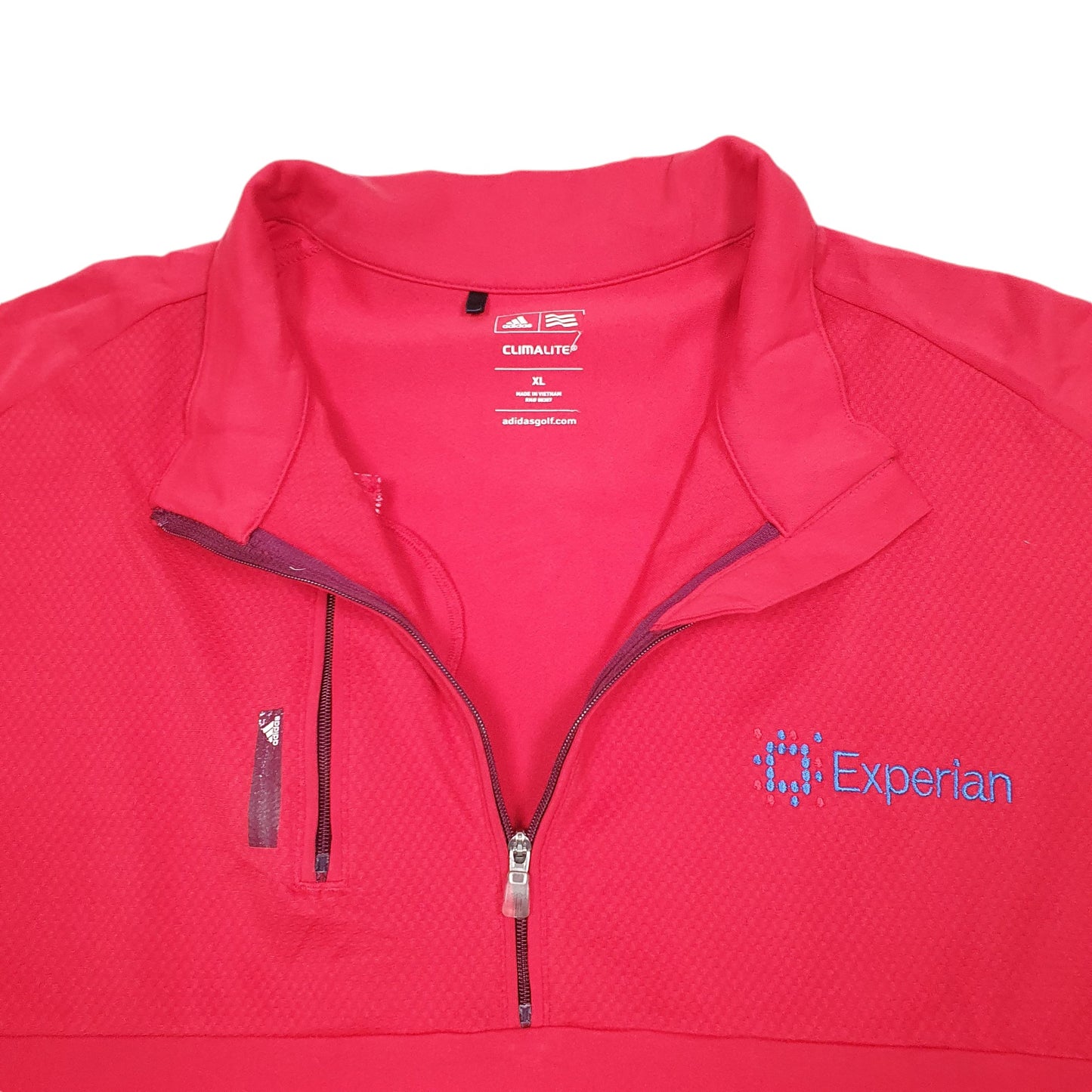 Mens Red Adidas Climalite Workout Gym Golf Experian Active Quarter Zip Jumper