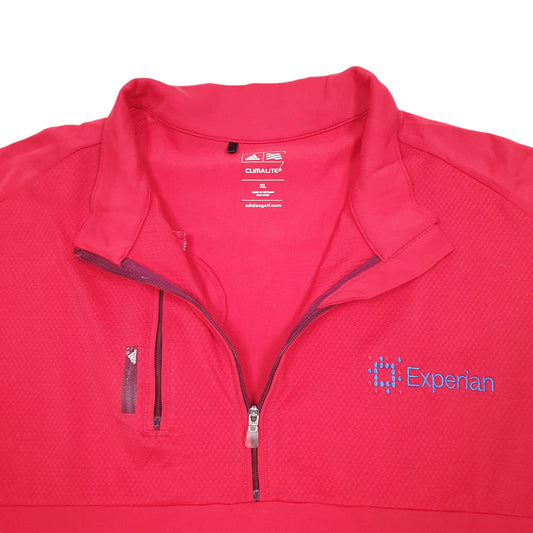 Mens Red Adidas Climalite Workout Gym Golf Experian Active Quarter Zip Jumper