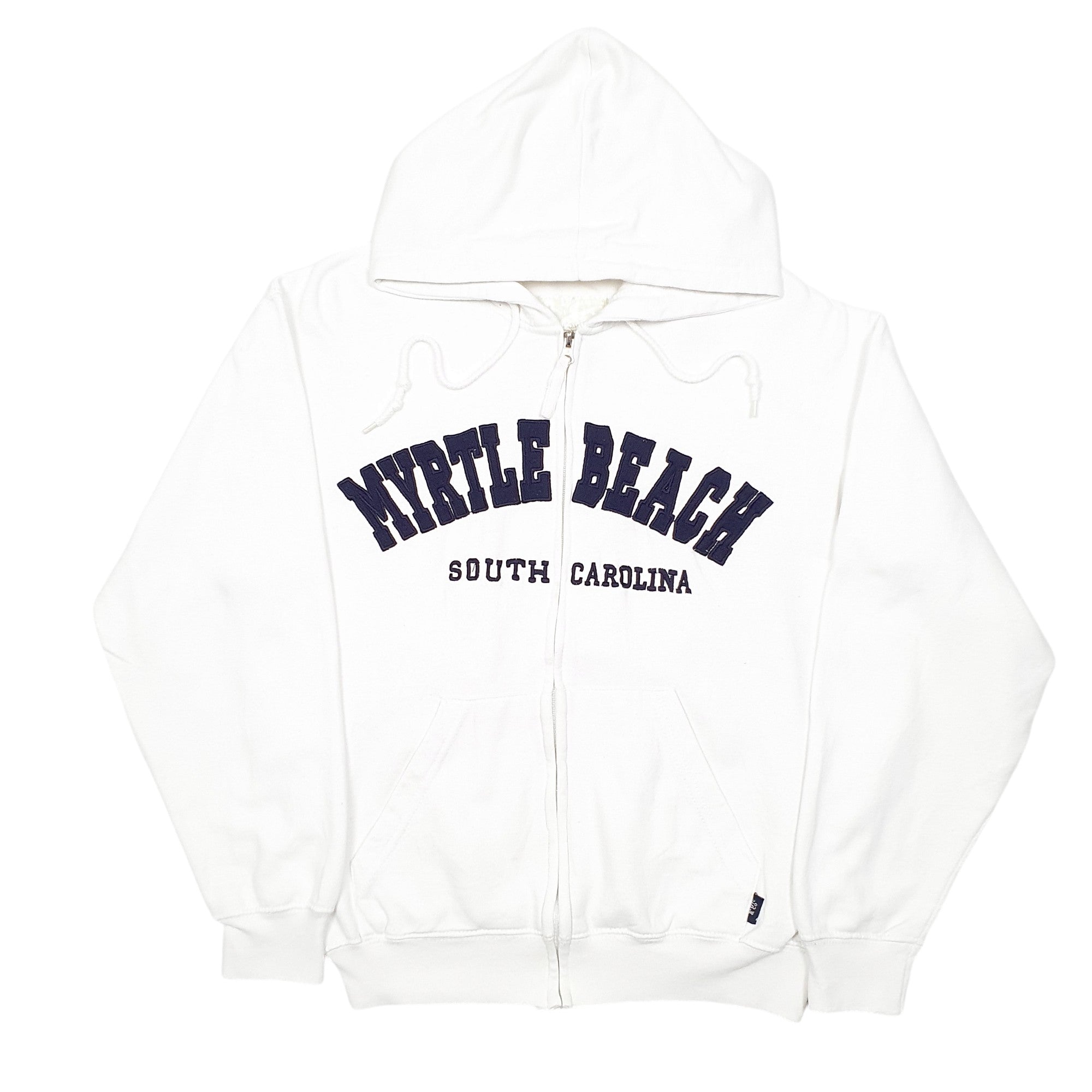 Pacific Company Hoodie Myrtle Beach South Carolina USA Spellout Full Zip Cotton Blend Sweatshirt Jumper S