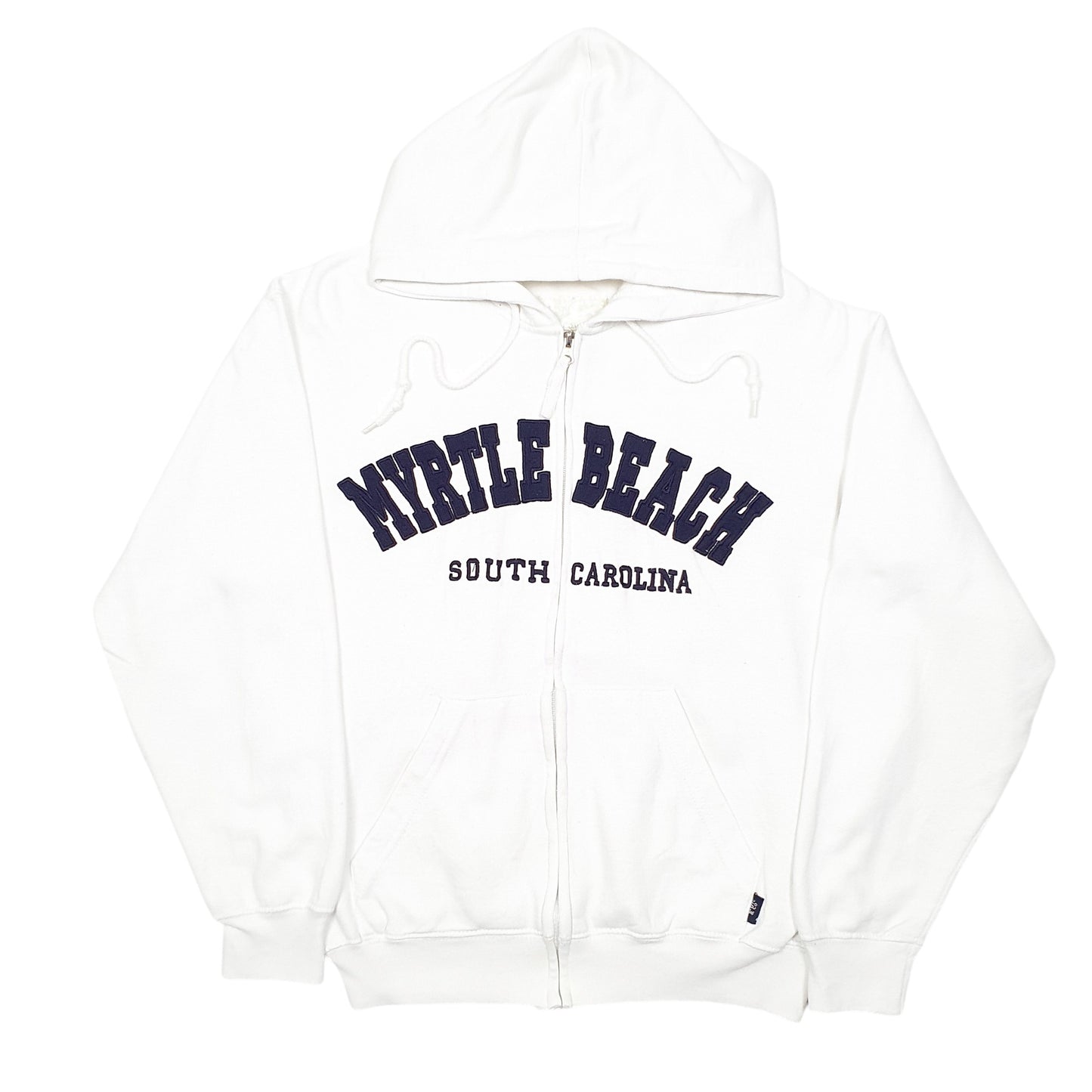 Mens White Pacific & Company Hoodie Myrtle Beach South Carolina USA Spellout Full Zip Jumper