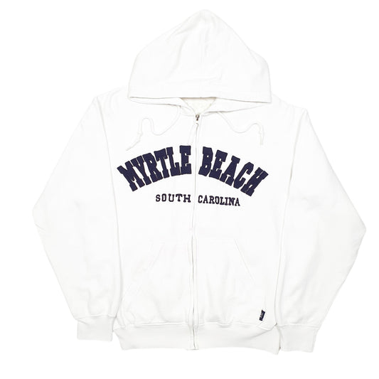 Mens White Pacific & Company Hoodie Myrtle Beach South Carolina USA Spellout Full Zip Jumper