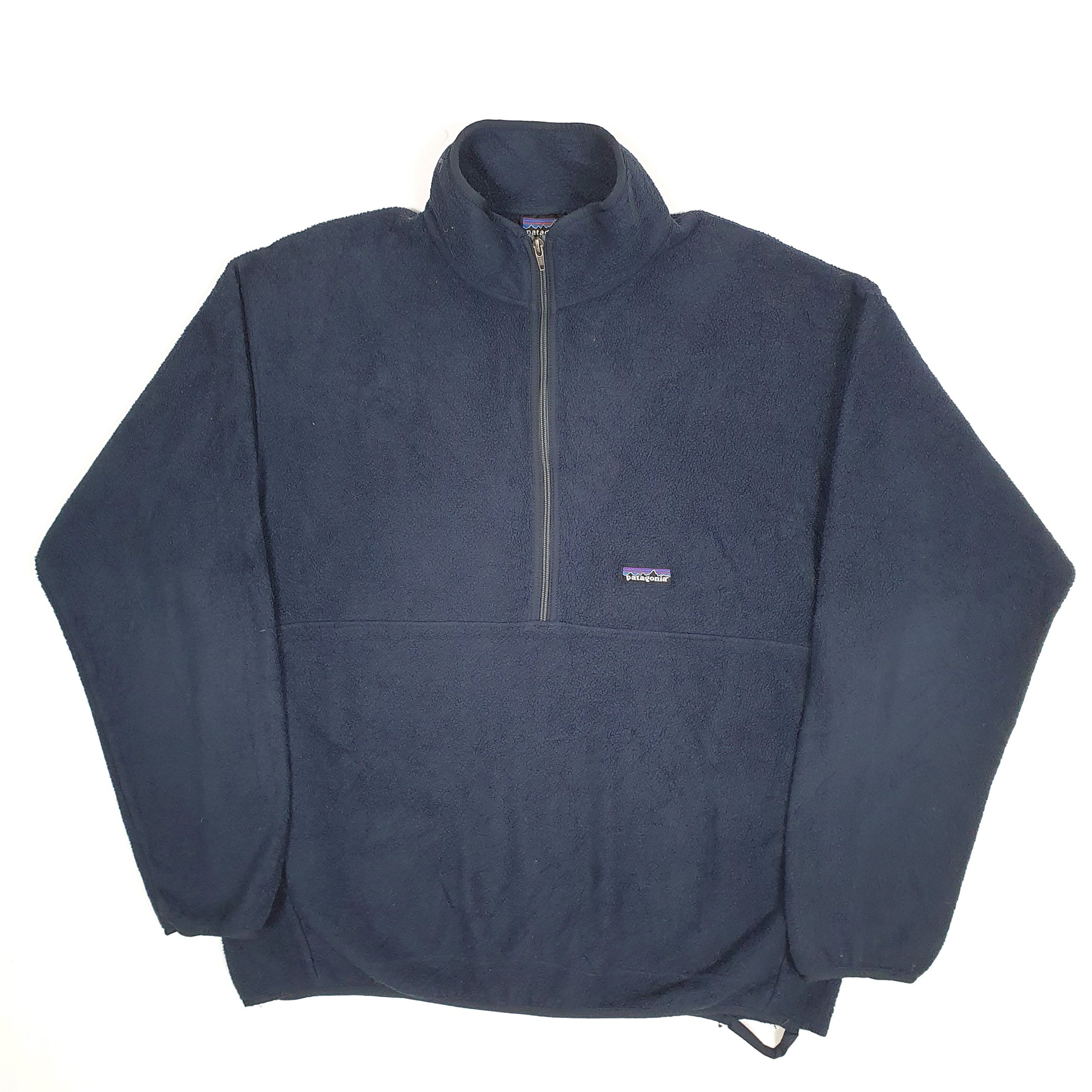Mens Patagonia Navy Quarter Zip Synchilla Marsupial Vintage Made
