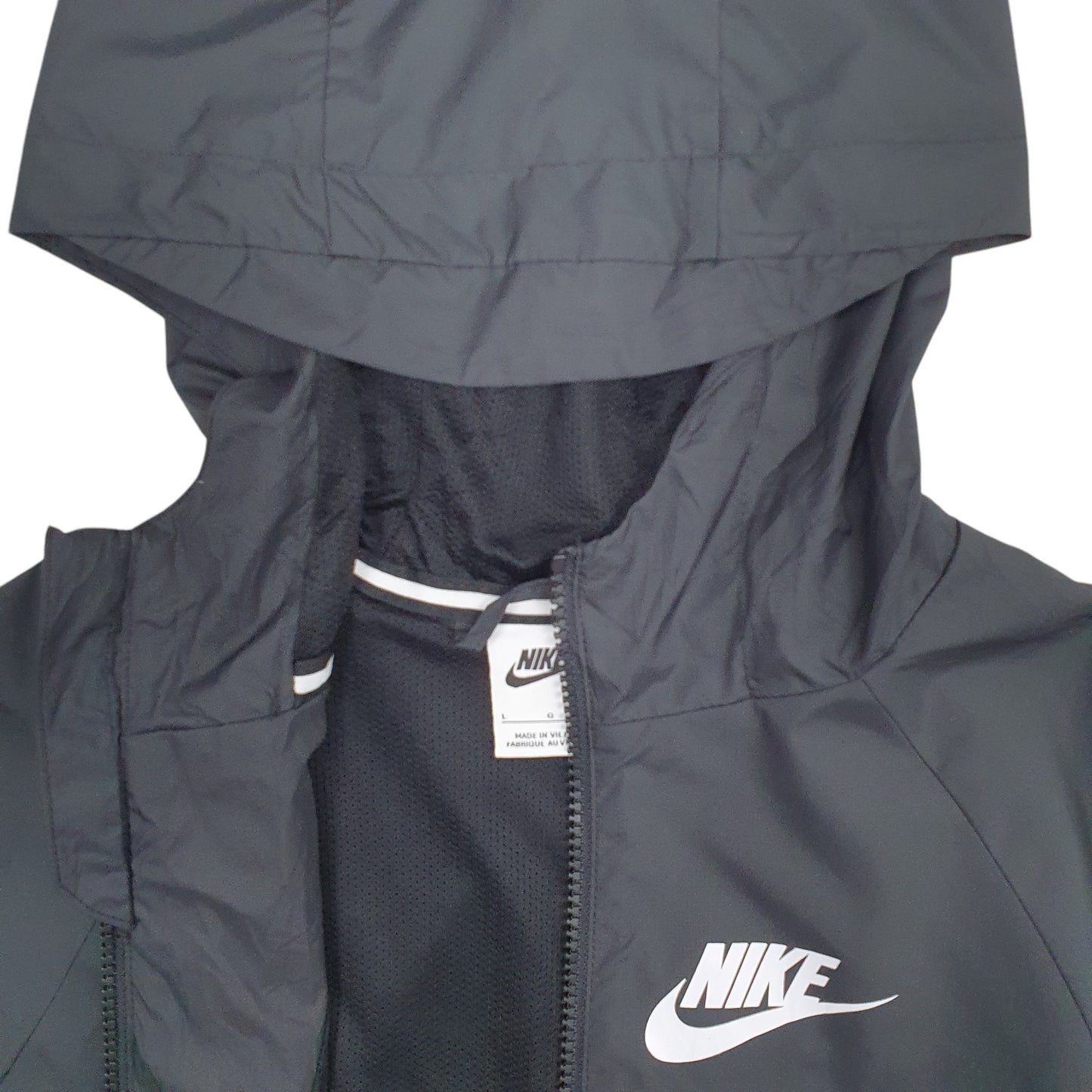 Womens Black Nike Raincoat Full Zip Coat