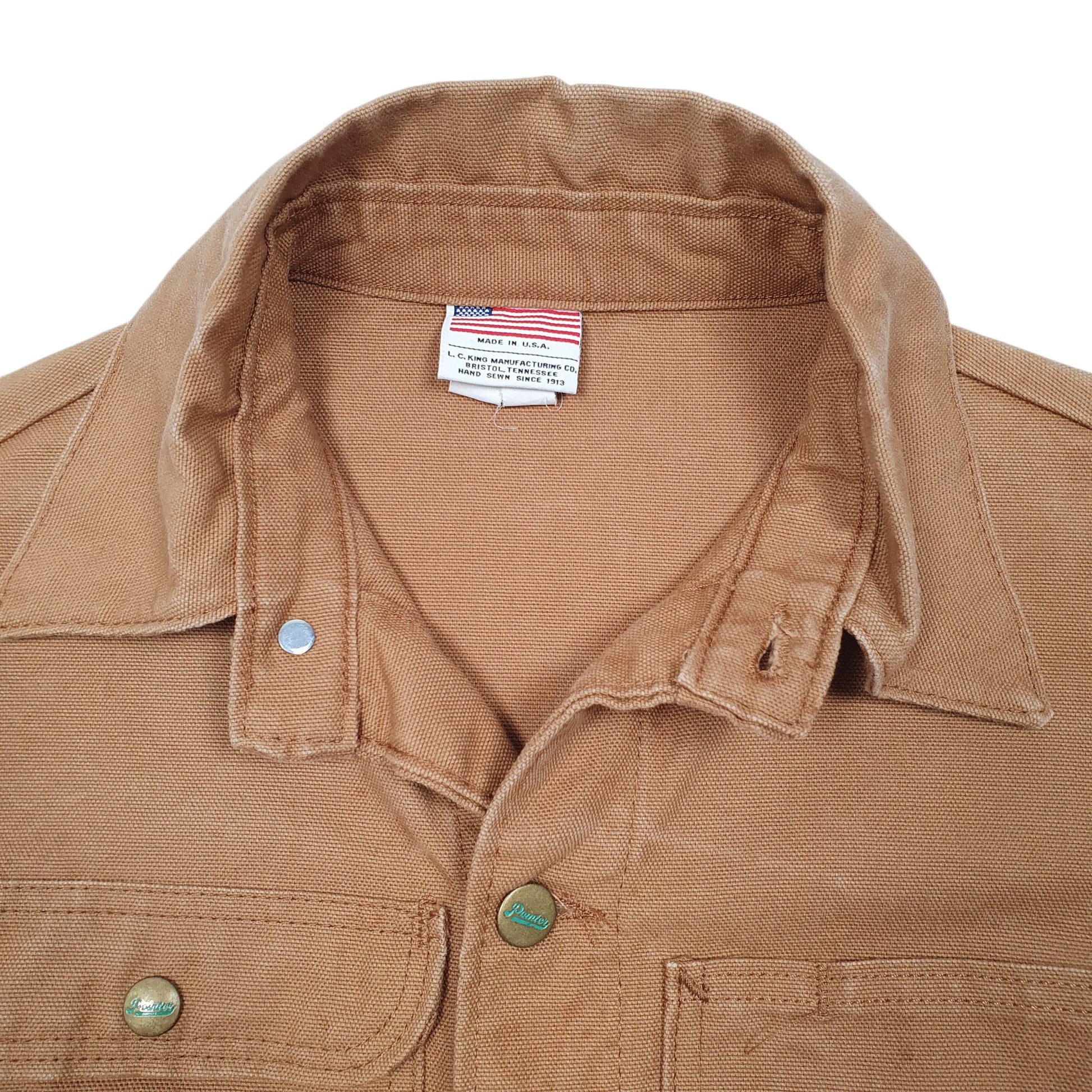 Mens Tan Pointer Brand Made In USA Chore Jacket Unlined Duck  Coat