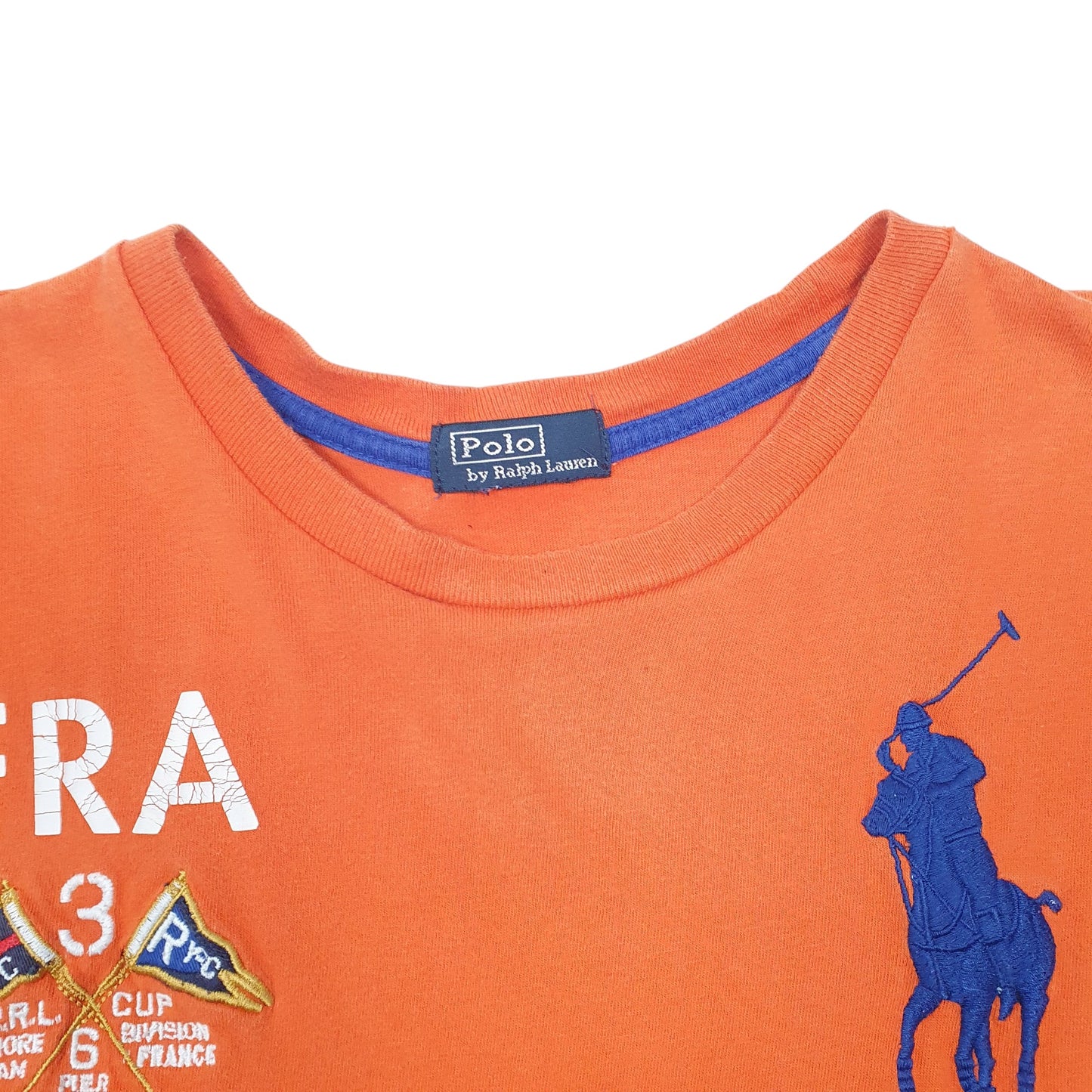 Mens Orange Polo Ralph Lauren France PRL Cup Offshore Team 2011 Short Sleeve T Shirt