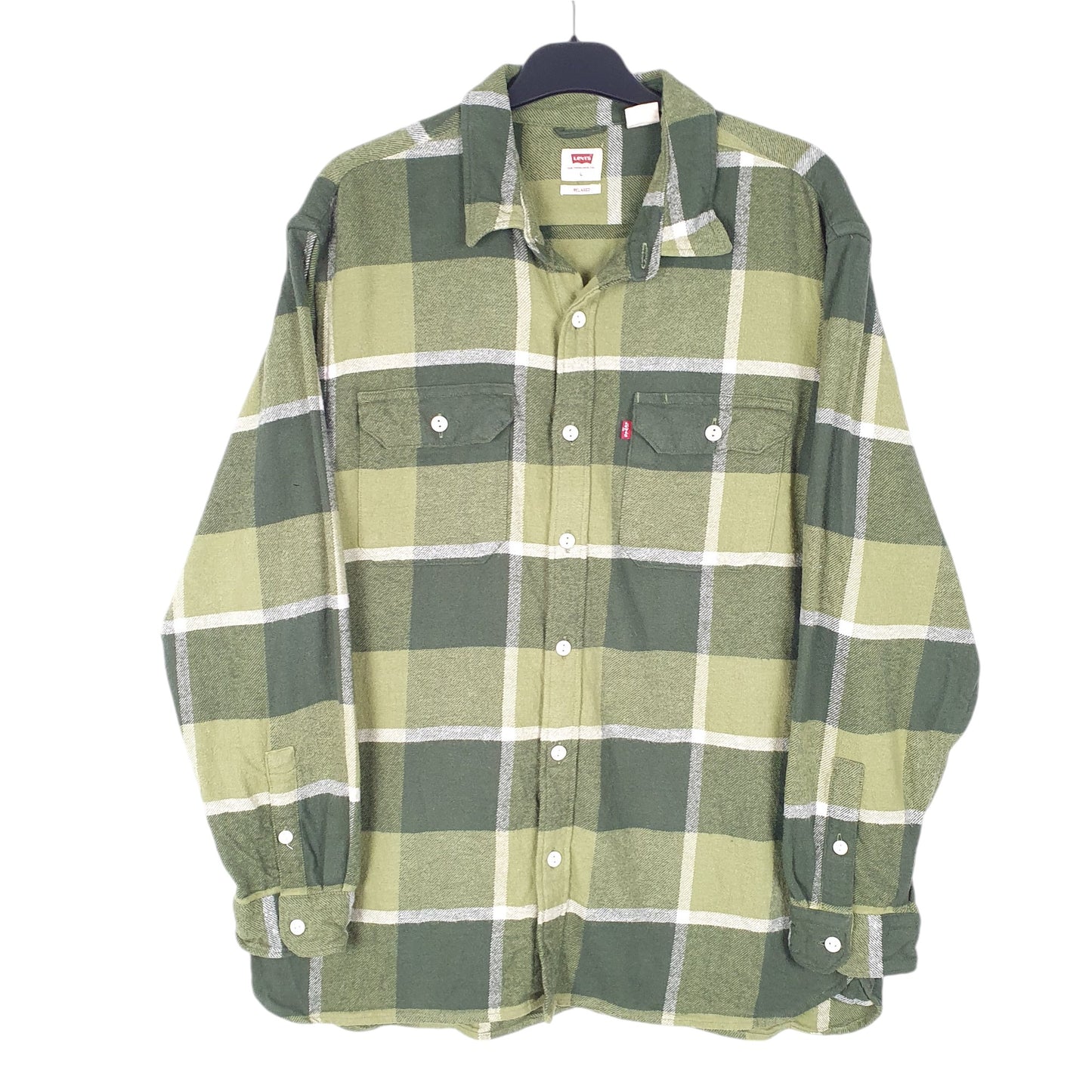 Mens Green Levis Flannel Overshirt Shacket Grunge Long Sleeve Shirt