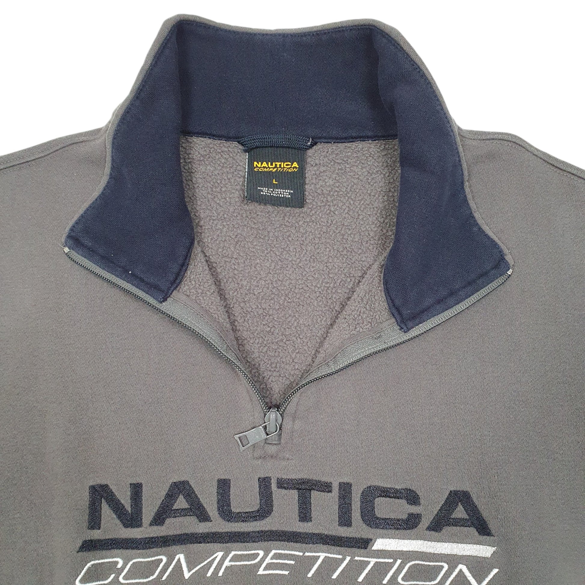 Mens Grey Nautica Competition Spellout Quarter Zip Jumper