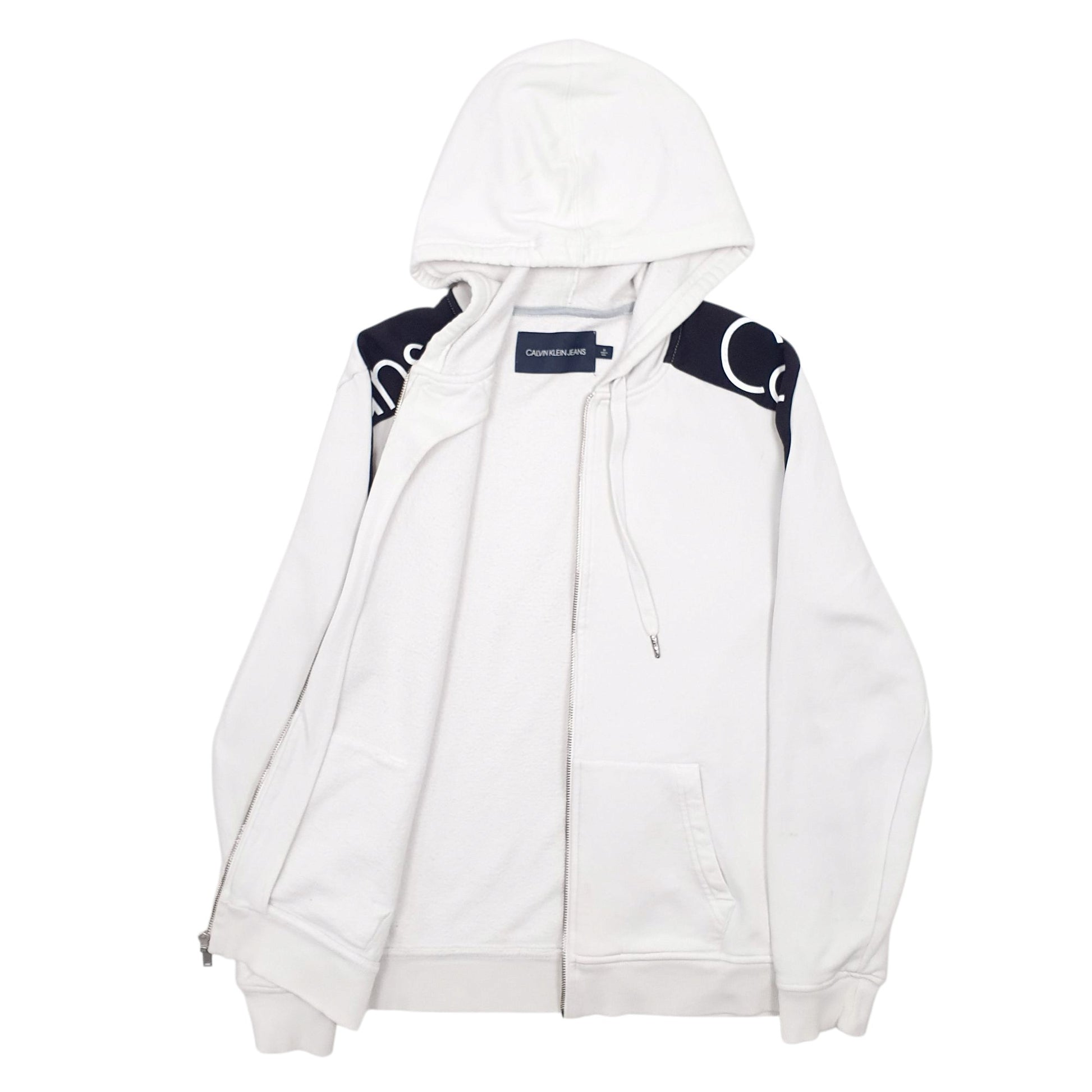 Mens White Calvin Klien  Full Zip Jumper