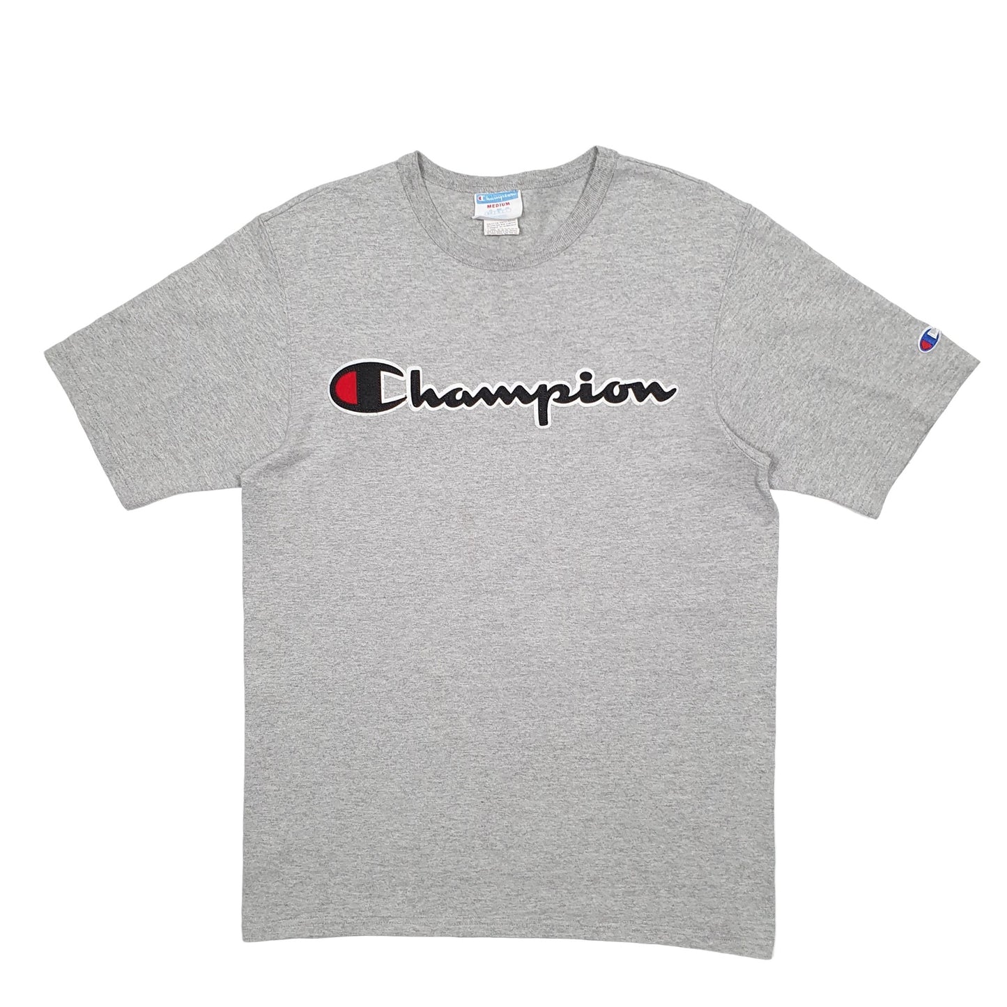 Mens Grey Champion Spellout Short Sleeve T Shirt