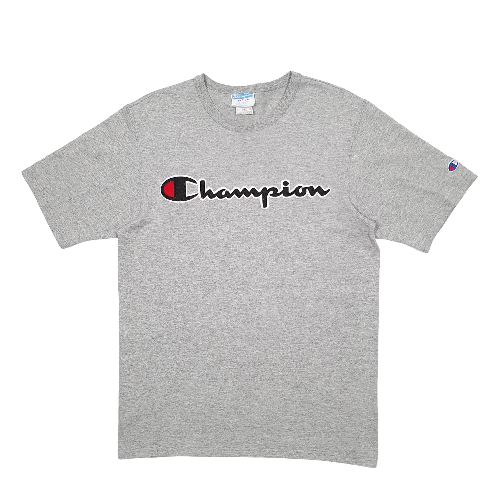 Mens Grey Champion Spellout Short Sleeve T Shirt