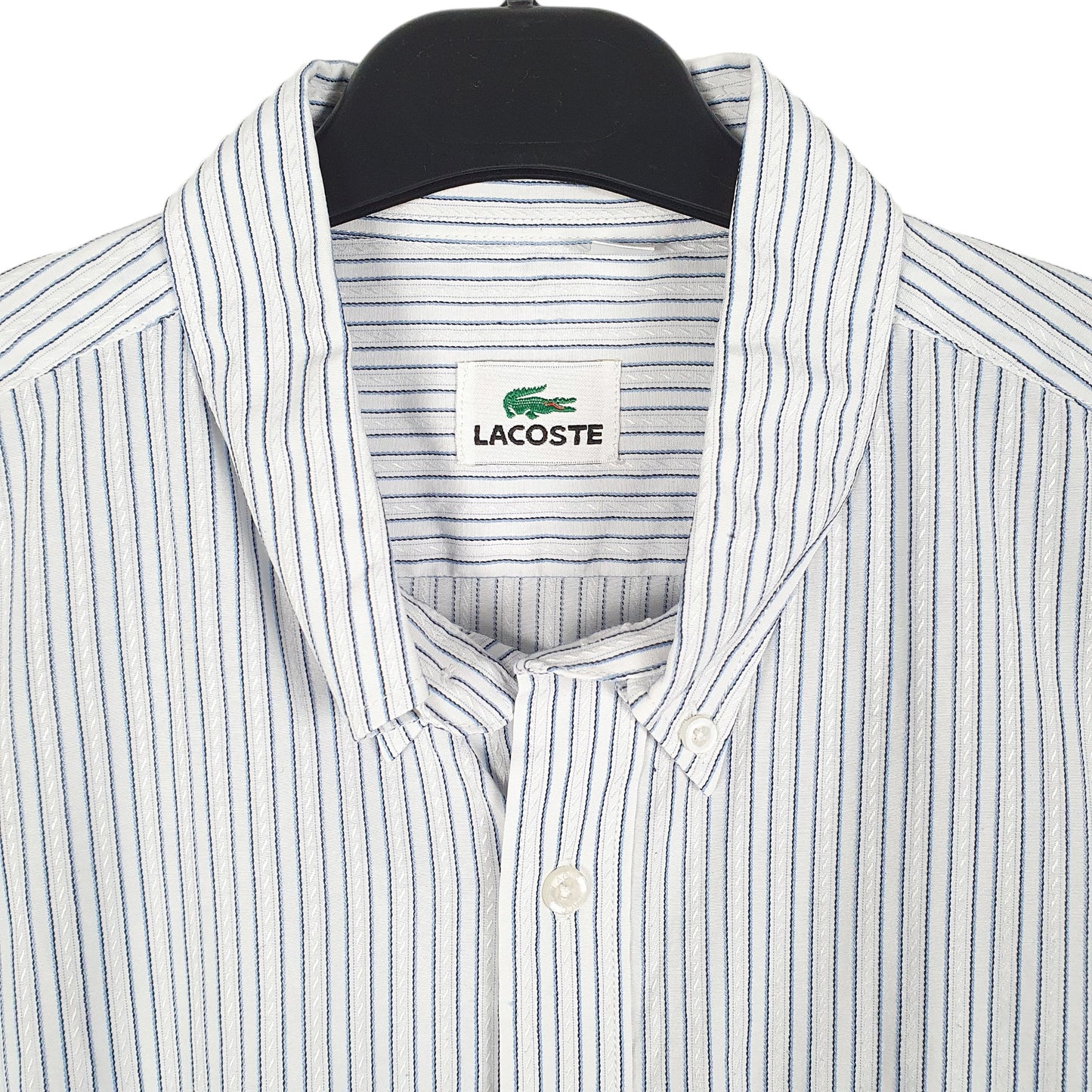 Mens White Lacoste  Long Sleeve Shirt