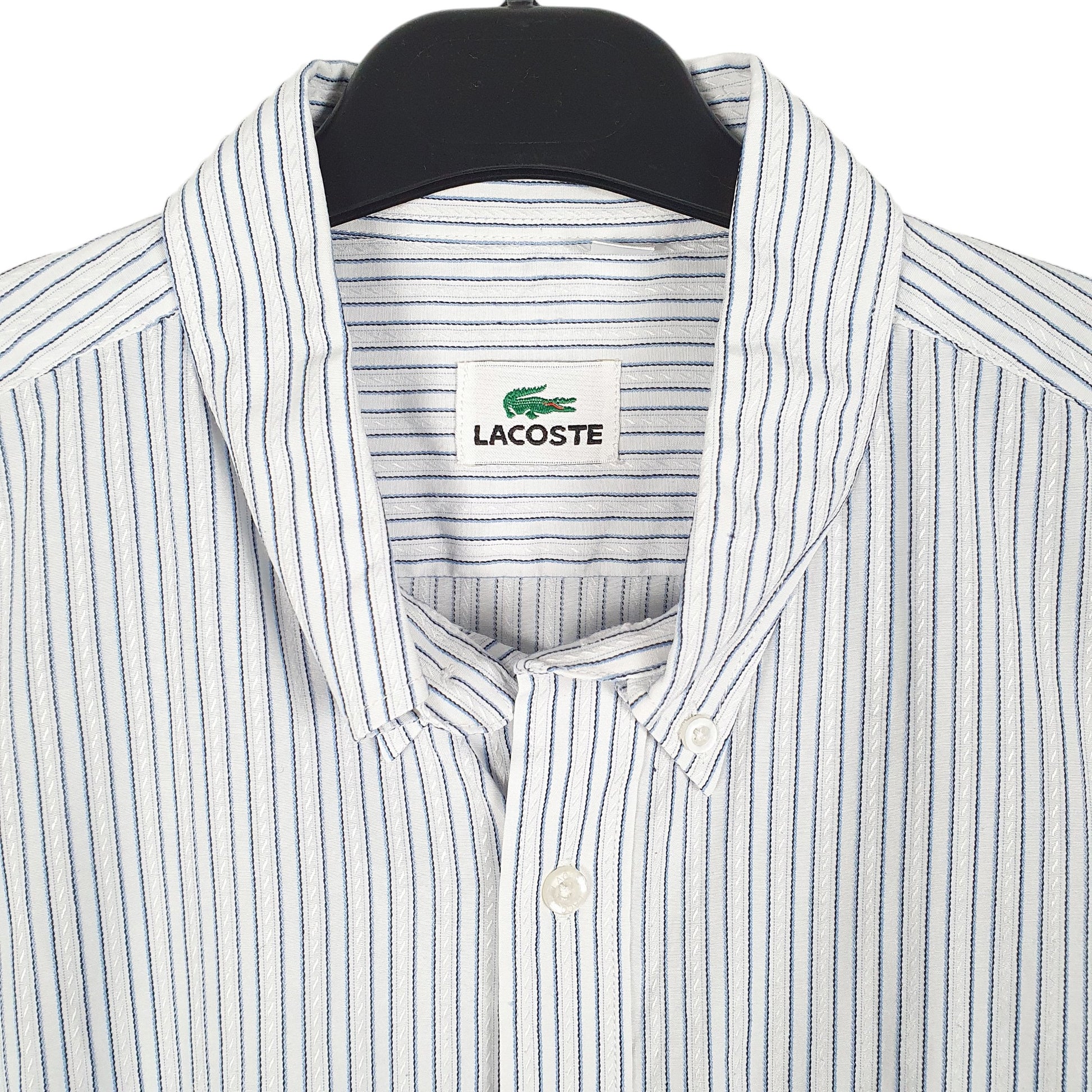 Mens White Lacoste  Long Sleeve Shirt