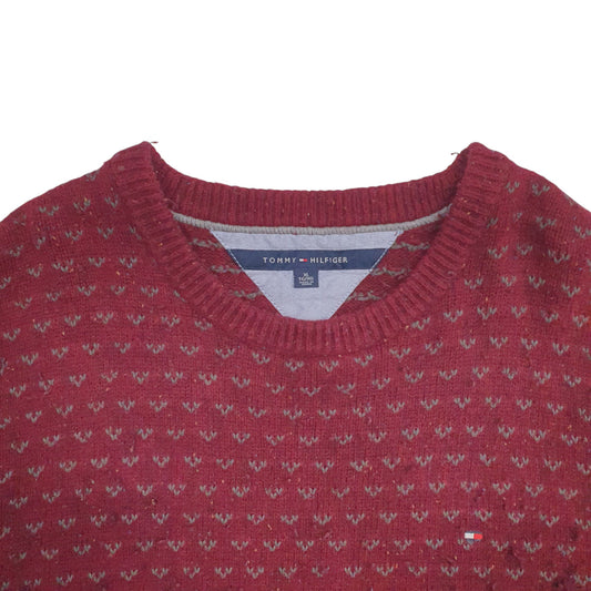 Mens Burgundy Tommy Hilfiger Knit Crewneck Jumper