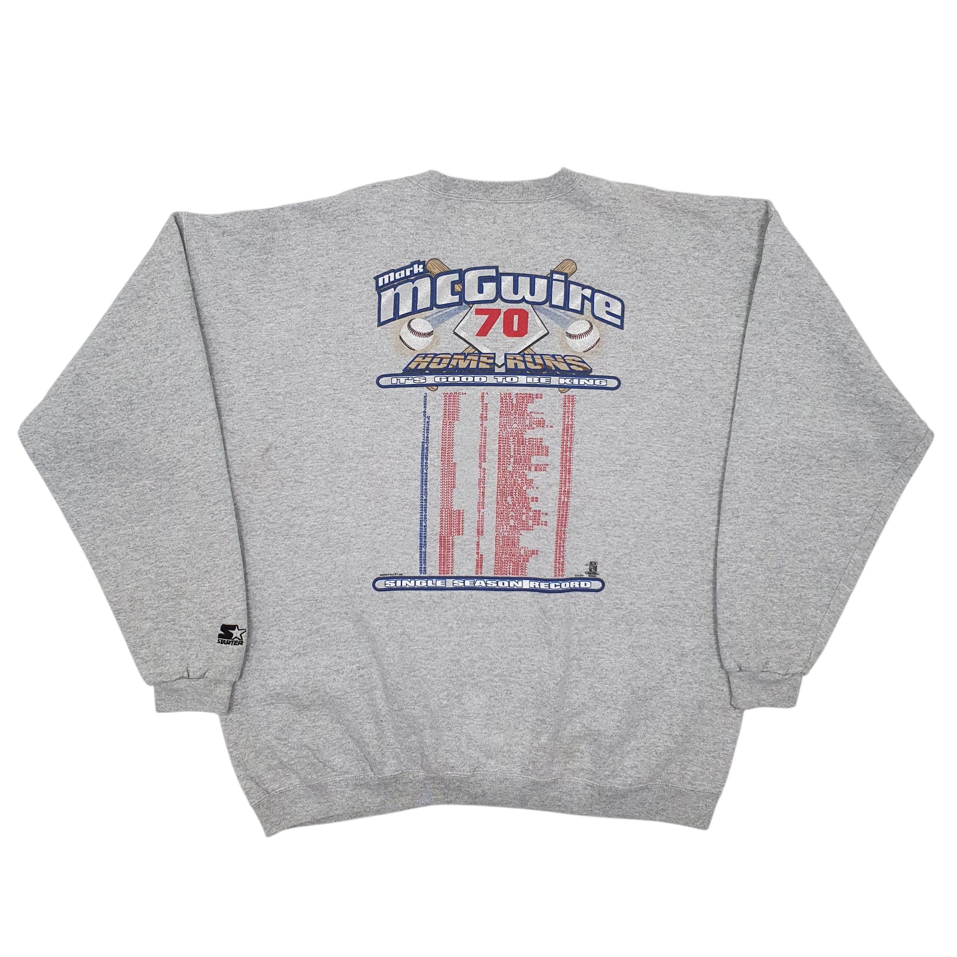 Mens Grey Starter Vintage 90s Baseball Made In USA Crewneck Jumper