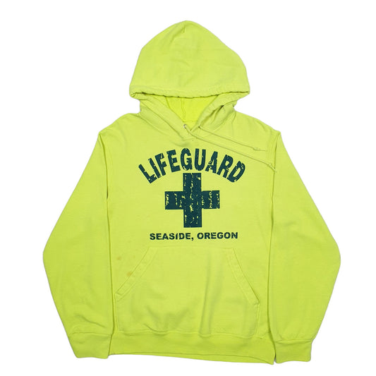 Womens Yellow Fruit Of The Loom Lifeguard Spellout Hoodie Jumper