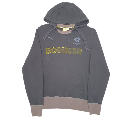 Mens Black Puma Bourussia Dortmund Football Soccer 2009 Spellout Hoodie Jumper