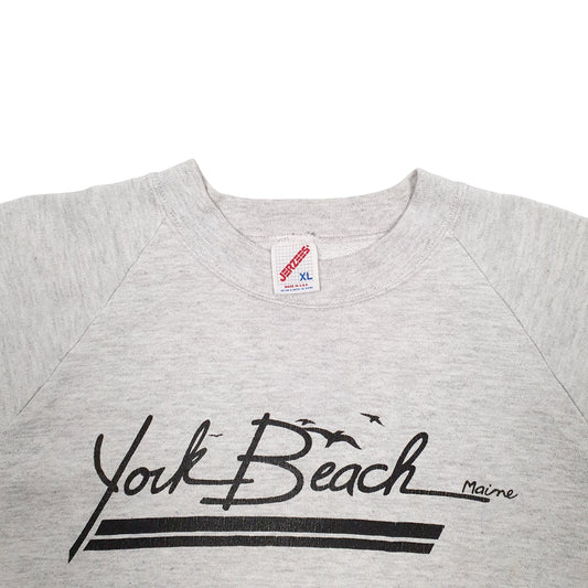 Mens Grey Jerzees Made In USA  Spellout Crewneck Jumper