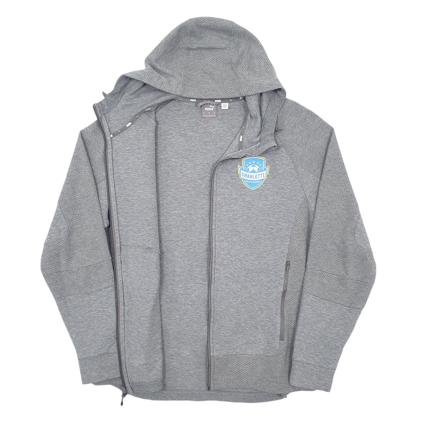 Mens Grey Puma Charlotte Soccer Academy Full Zip Jumper