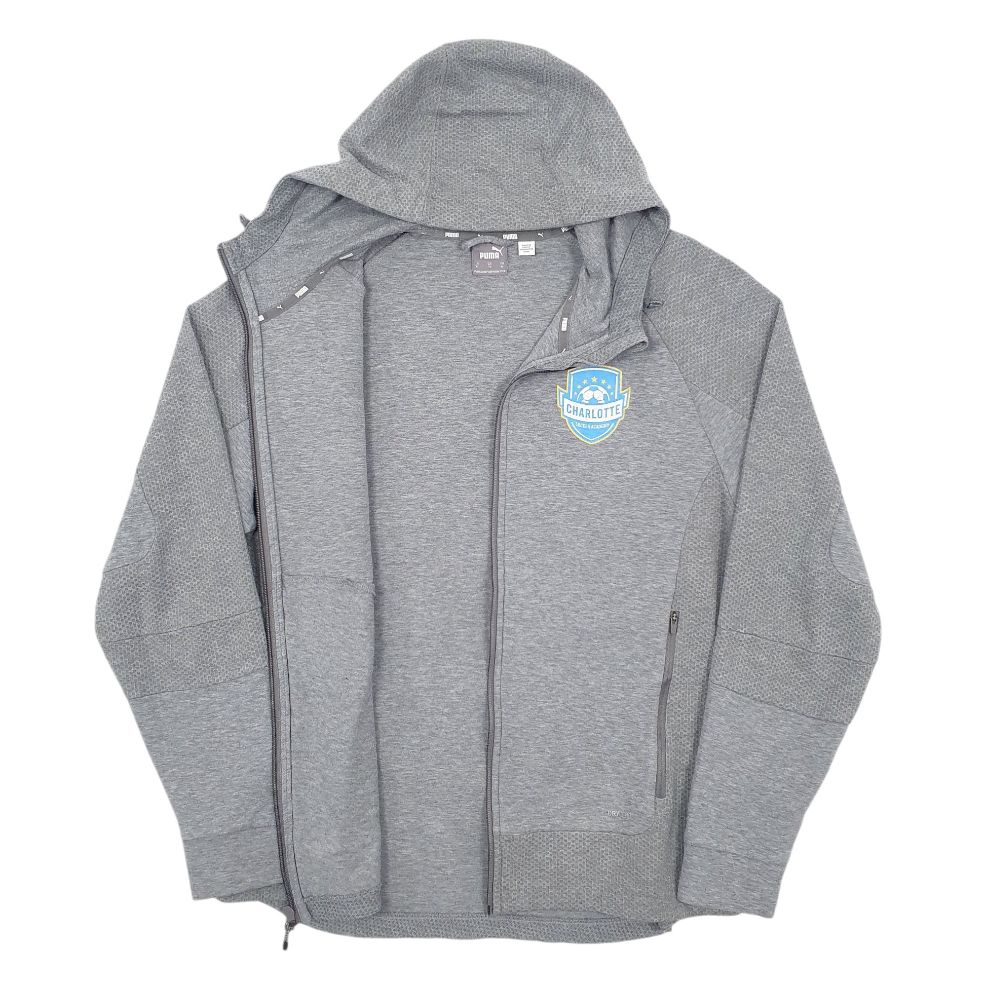 Mens Grey Puma Charlotte Soccer Academy Full Zip Jumper