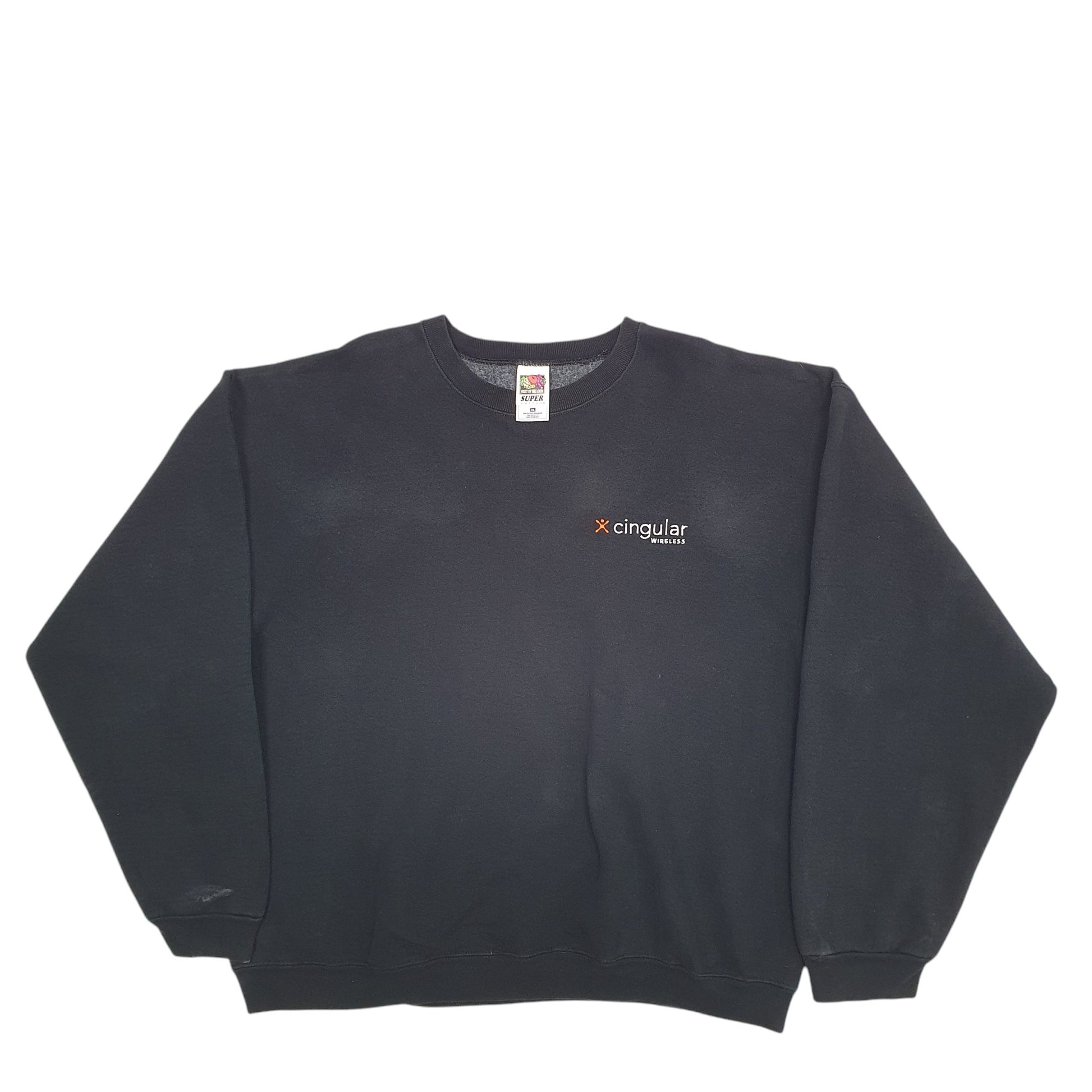 Mens Navy Fruit Of The Loom Circular Wireless Crewneck Jumper