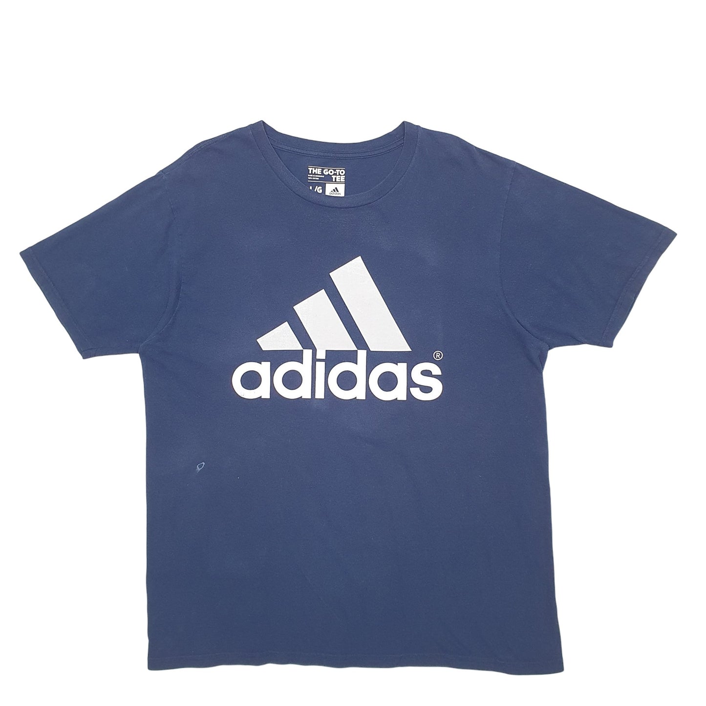 Mens Blue Adidas Spellout Short Sleeve T Shirt