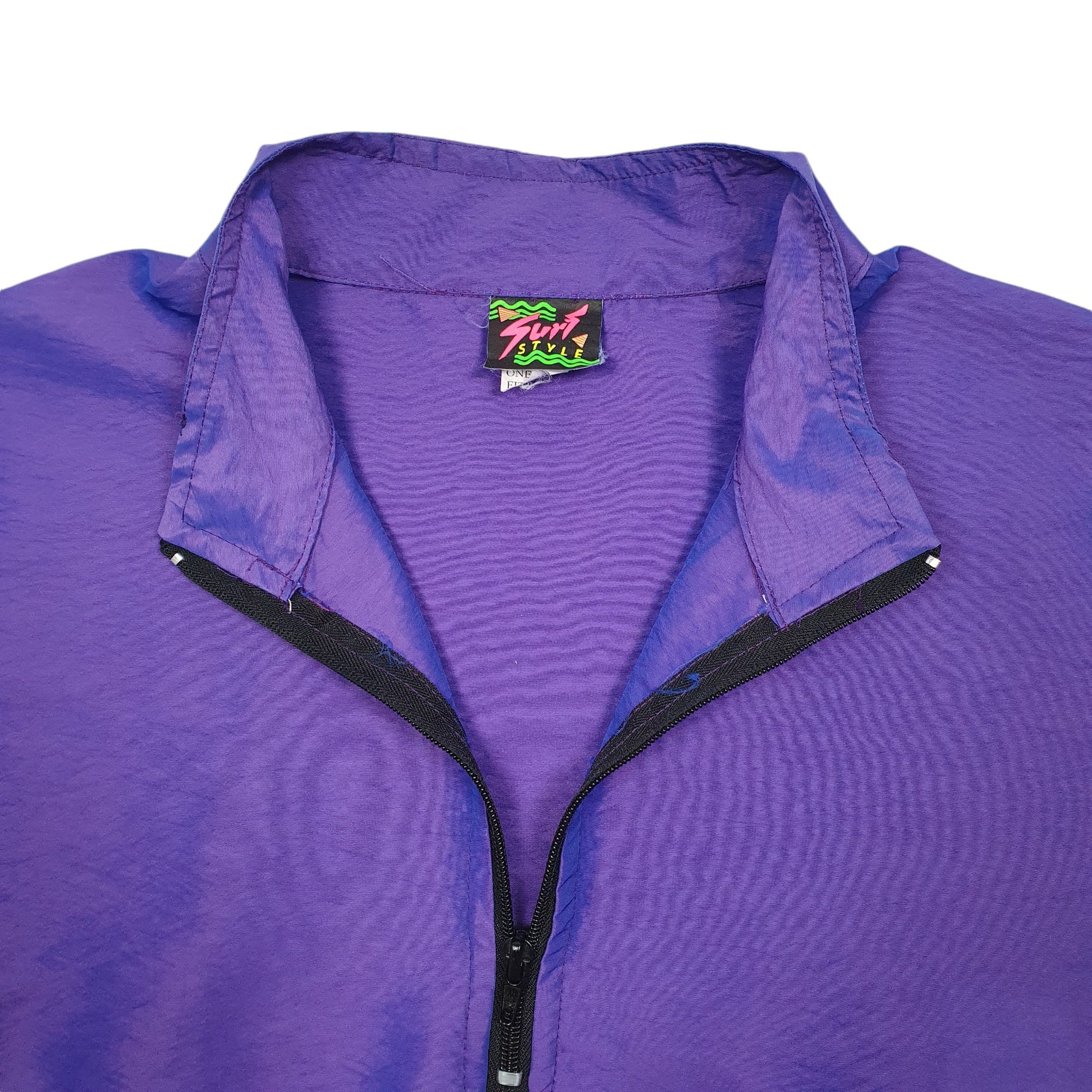 Mens Purple Surf Style Vintage 80s Made In USA Smock Pop Over  Coat