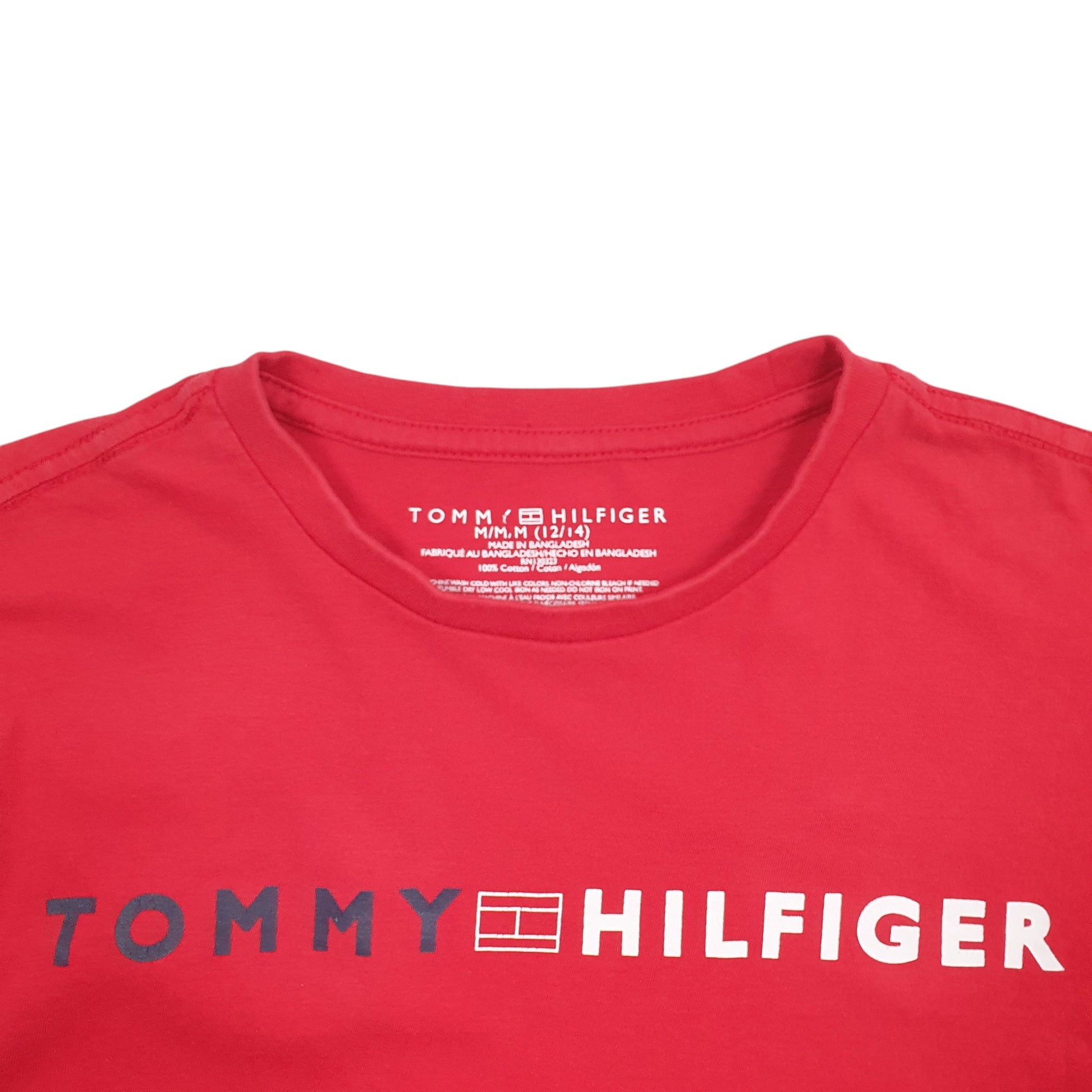 Womens Red Tommy Hilfiger Spellout Long Sleeve T Shirt