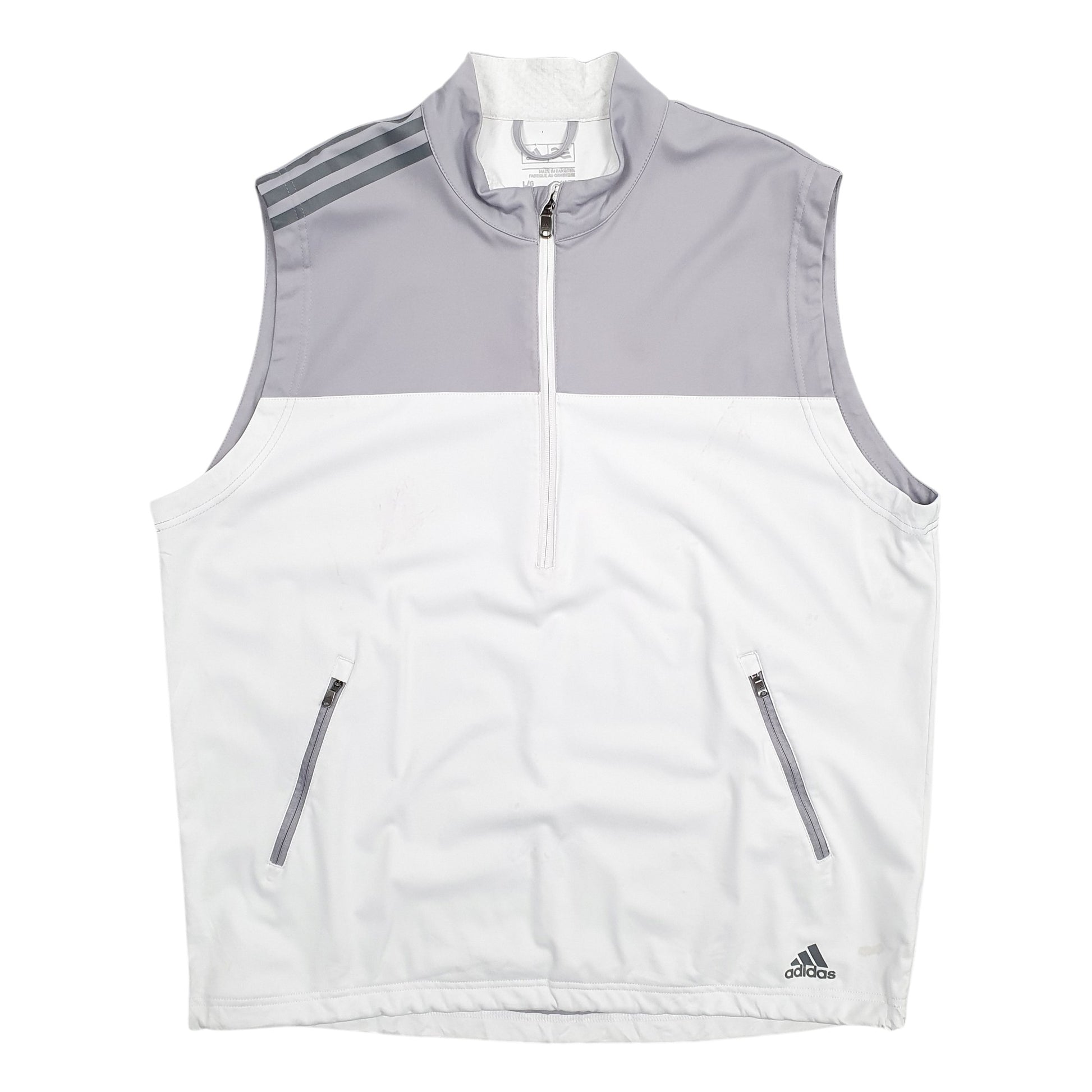 Mens White Adidas Gilet Quarter Zip Jumper