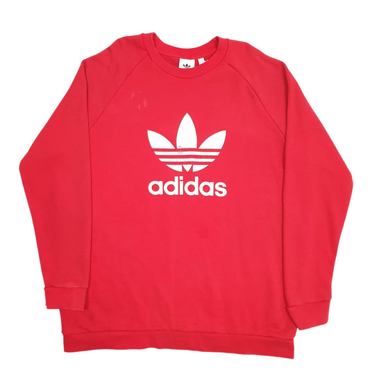 Mens Red Adidas Spellout Crewneck Jumper