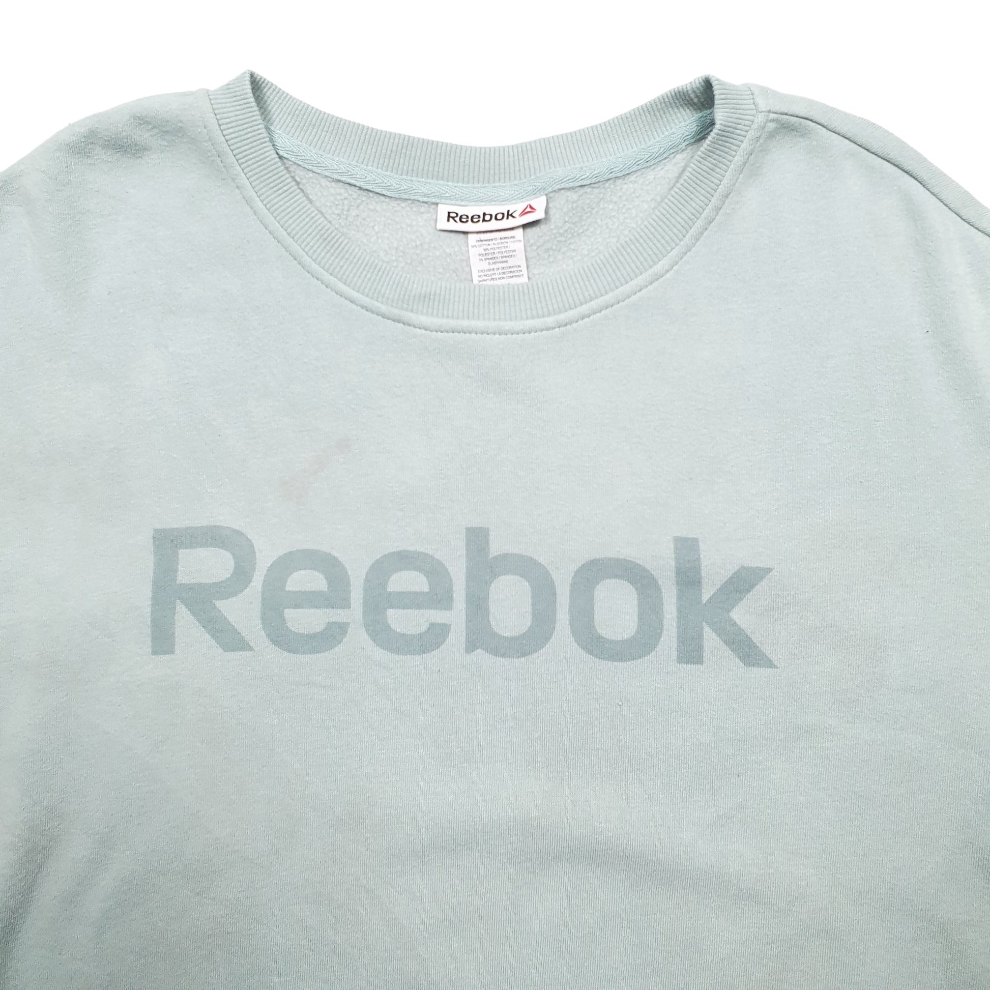 Womens Green Reebok Spellout Crewneck Jumper