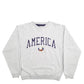 Mens Grey Camp David America Eagle Spellout Crewneck Jumper