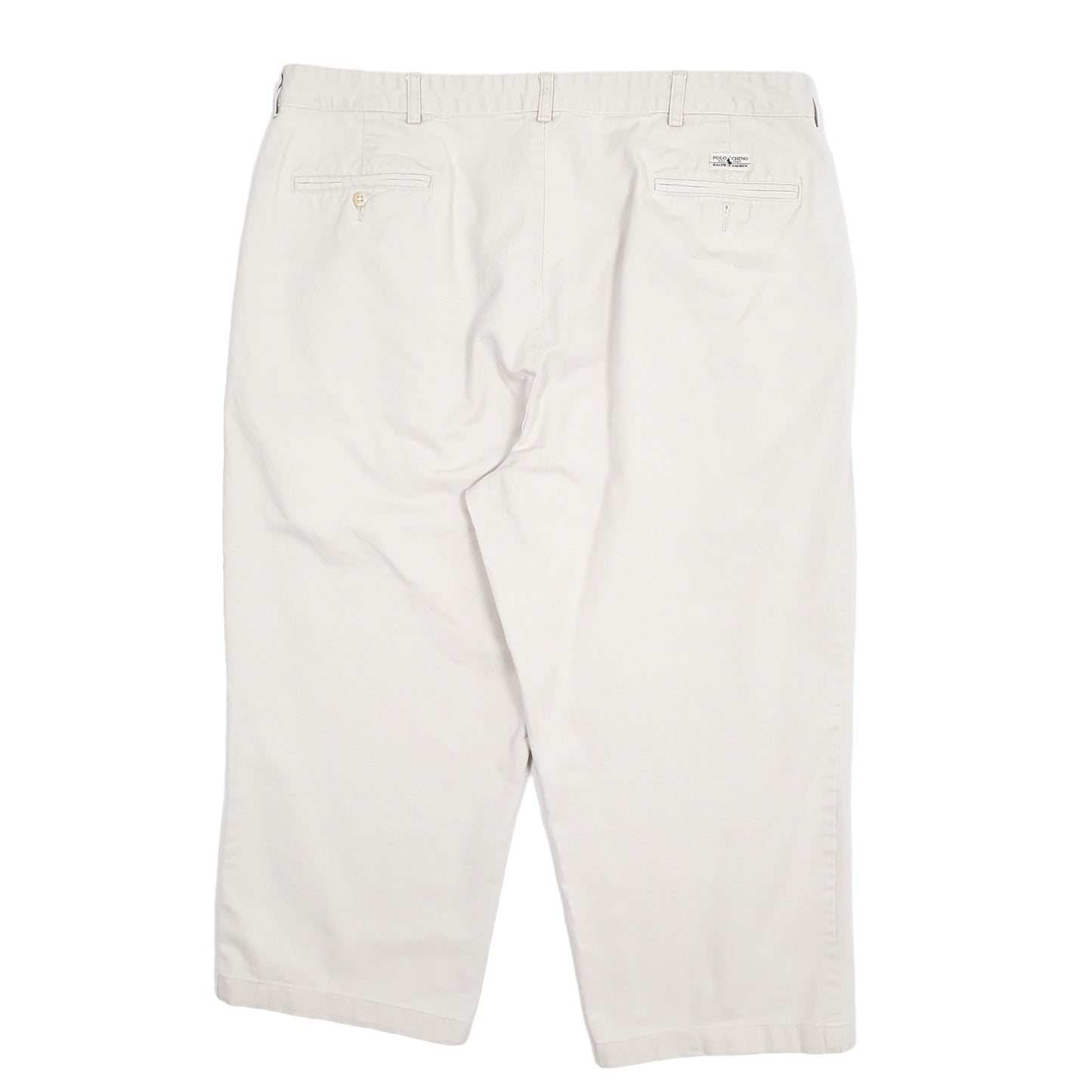 Mens Beige Polo Ralph Lauren Vintage 90s Hemmed Chino Trousers