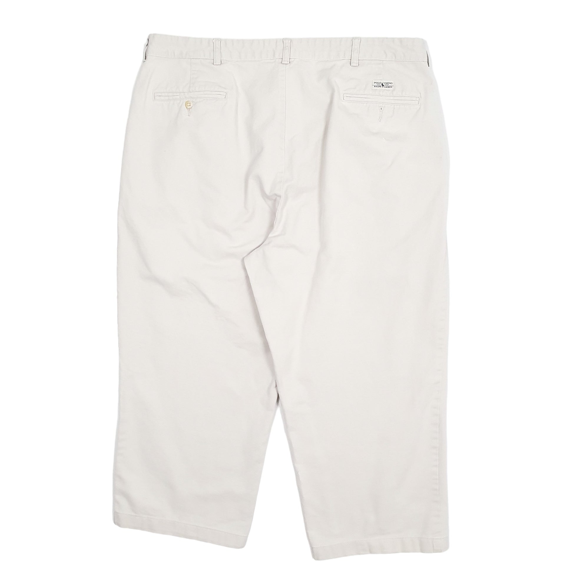 Mens Beige Polo Ralph Lauren Vintage 90s Hemmed Chino Trousers