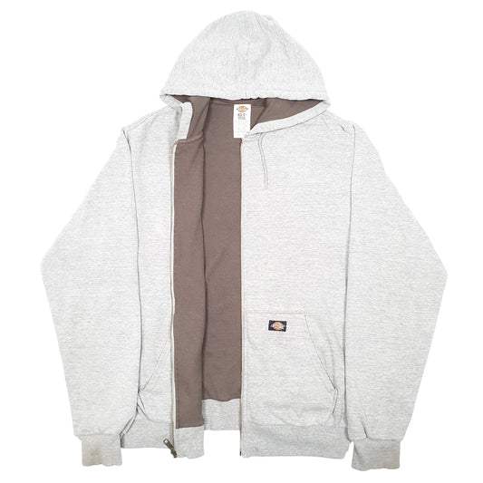 Mens Grey Dickies Hoodie Workwear Waffle Lined Thermal Full Zip Jumper