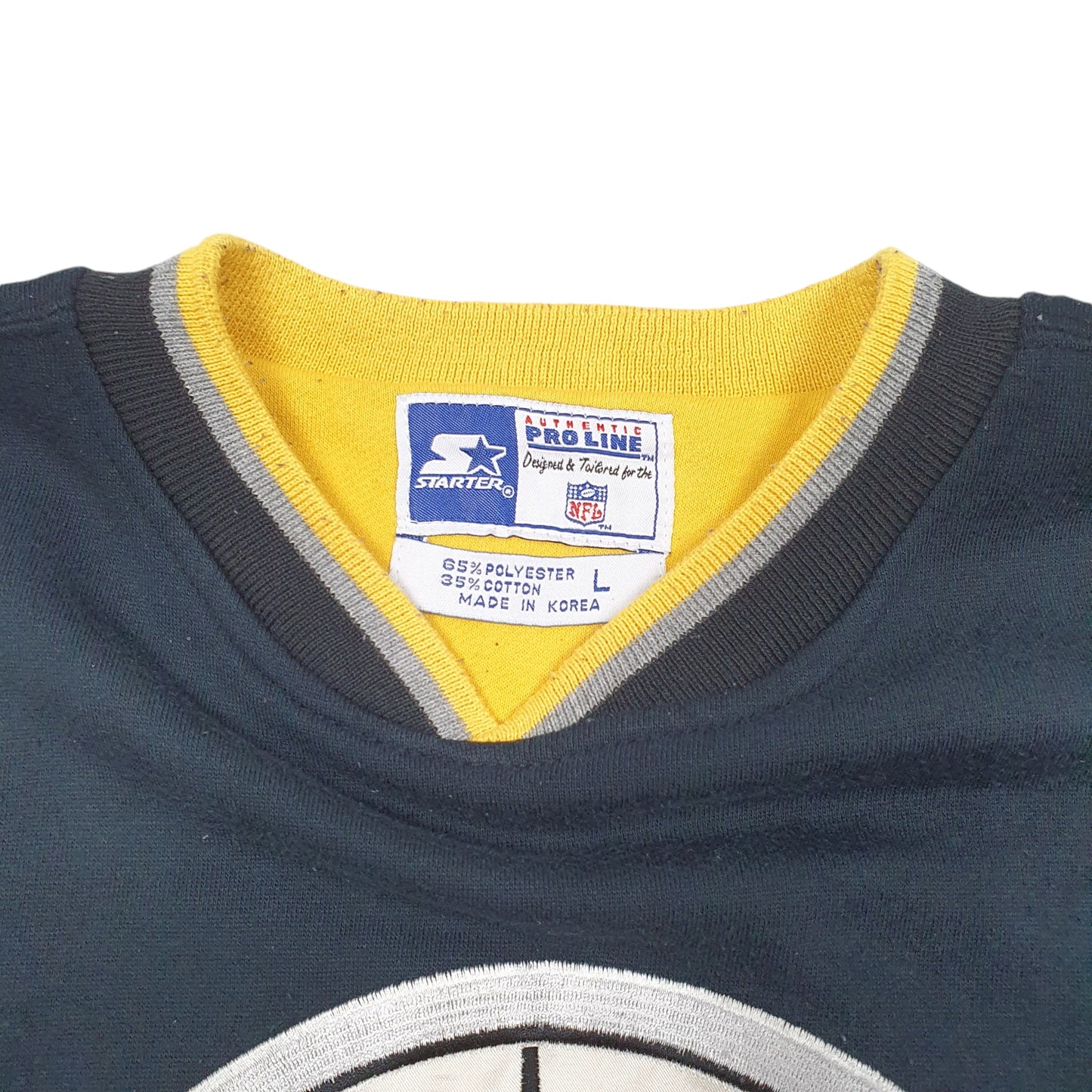 Mens Black Starter Vintage Pro Line Pittsburgh Steelers NFL Football USA Crewneck Jumper